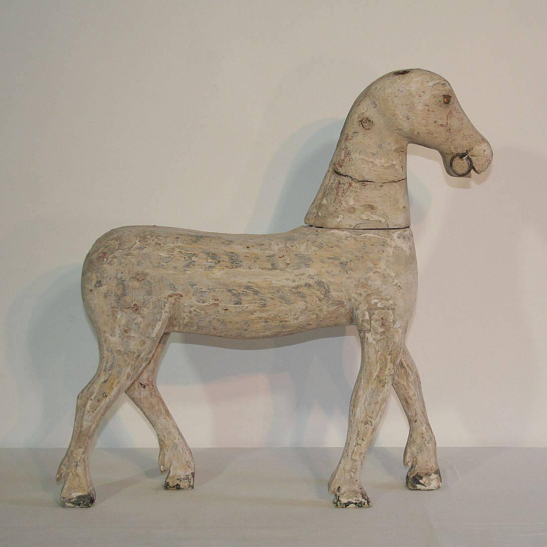 19th Century French Painted Wooden Horse 1