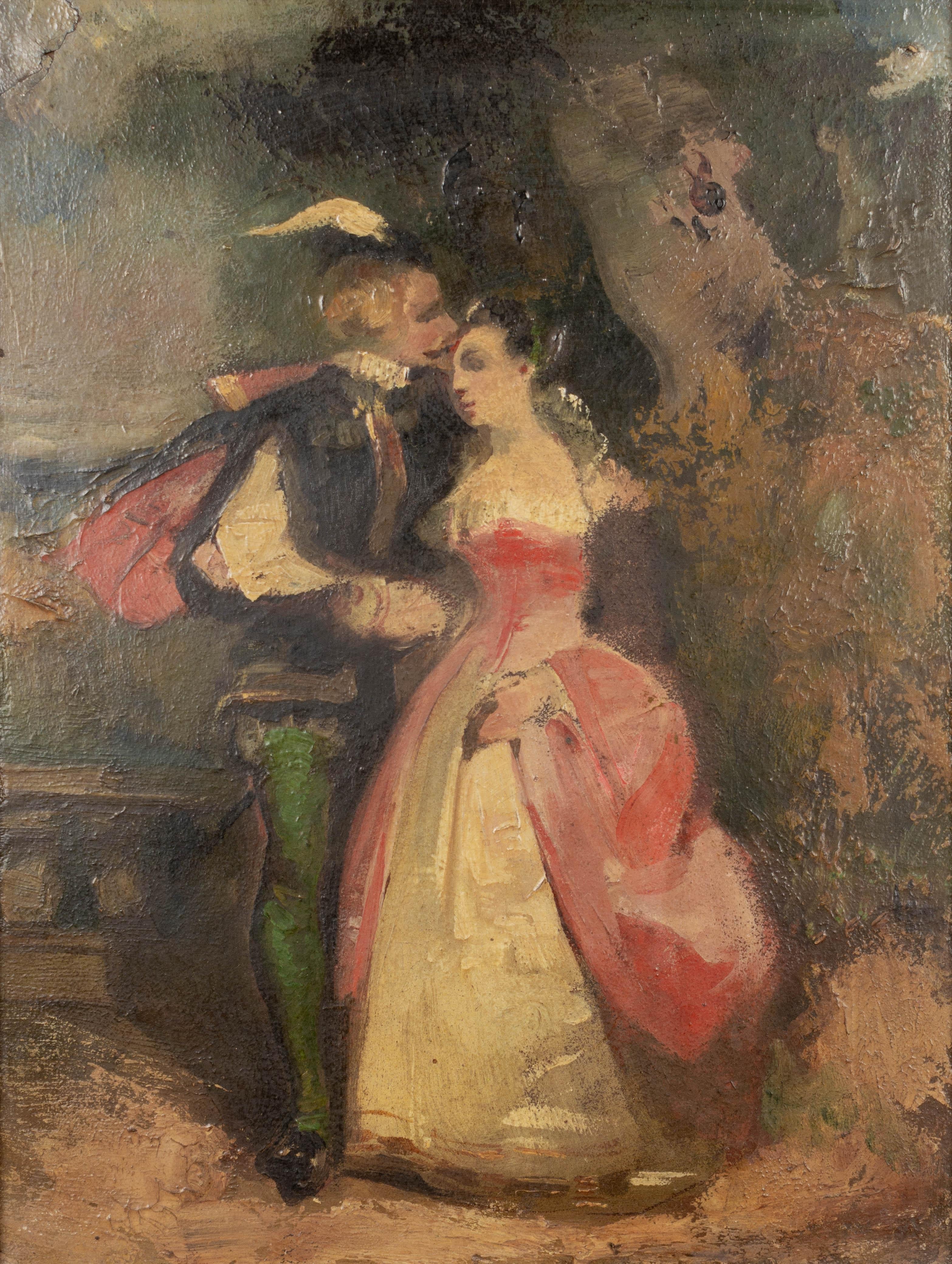 Hand-Painted 19th Century French Painting by Eugène Déveria For Sale