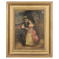 Vintage 19th Century French Painting by Eugène Déveria
