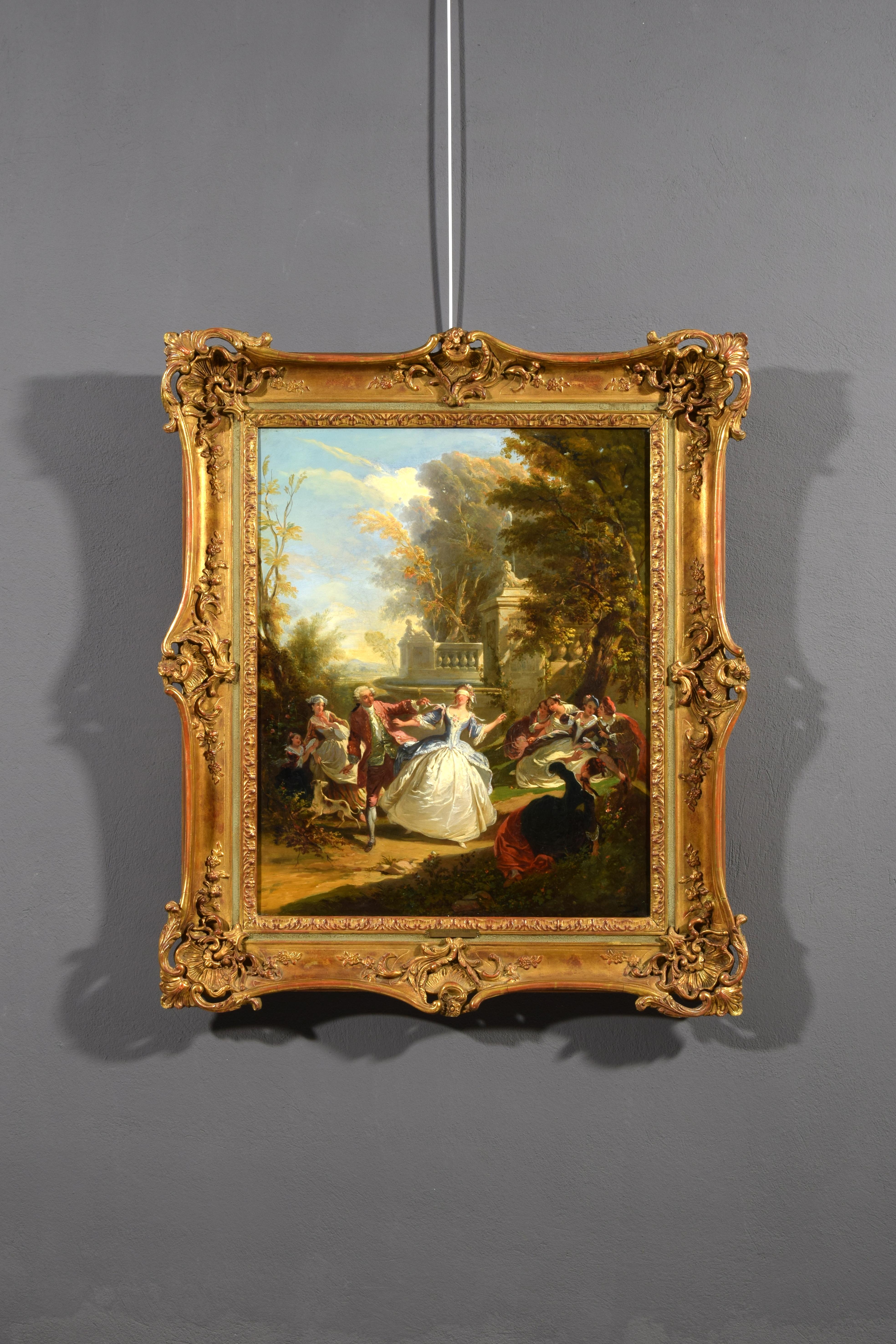 19th Century, French Painting with Blind man's bluff by Nicolas Edward Gabe For Sale 9