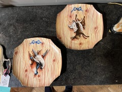 19th Century French Pair Faux Bois Porcelain Hunt Trophy