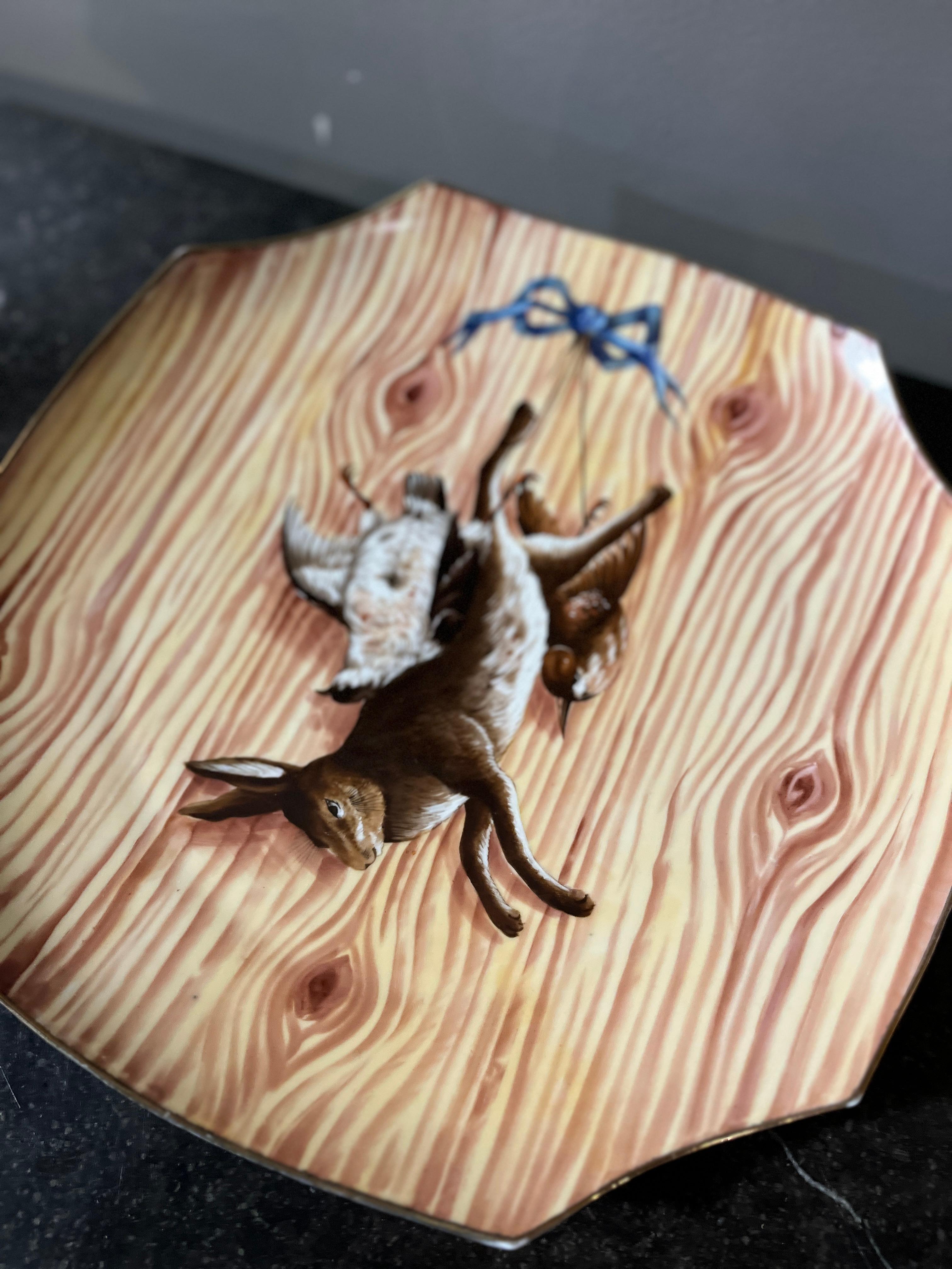 Stile provenzale Trofeo di caccia in porcellana Faux Boi a coppie del XIX secolo in vendita