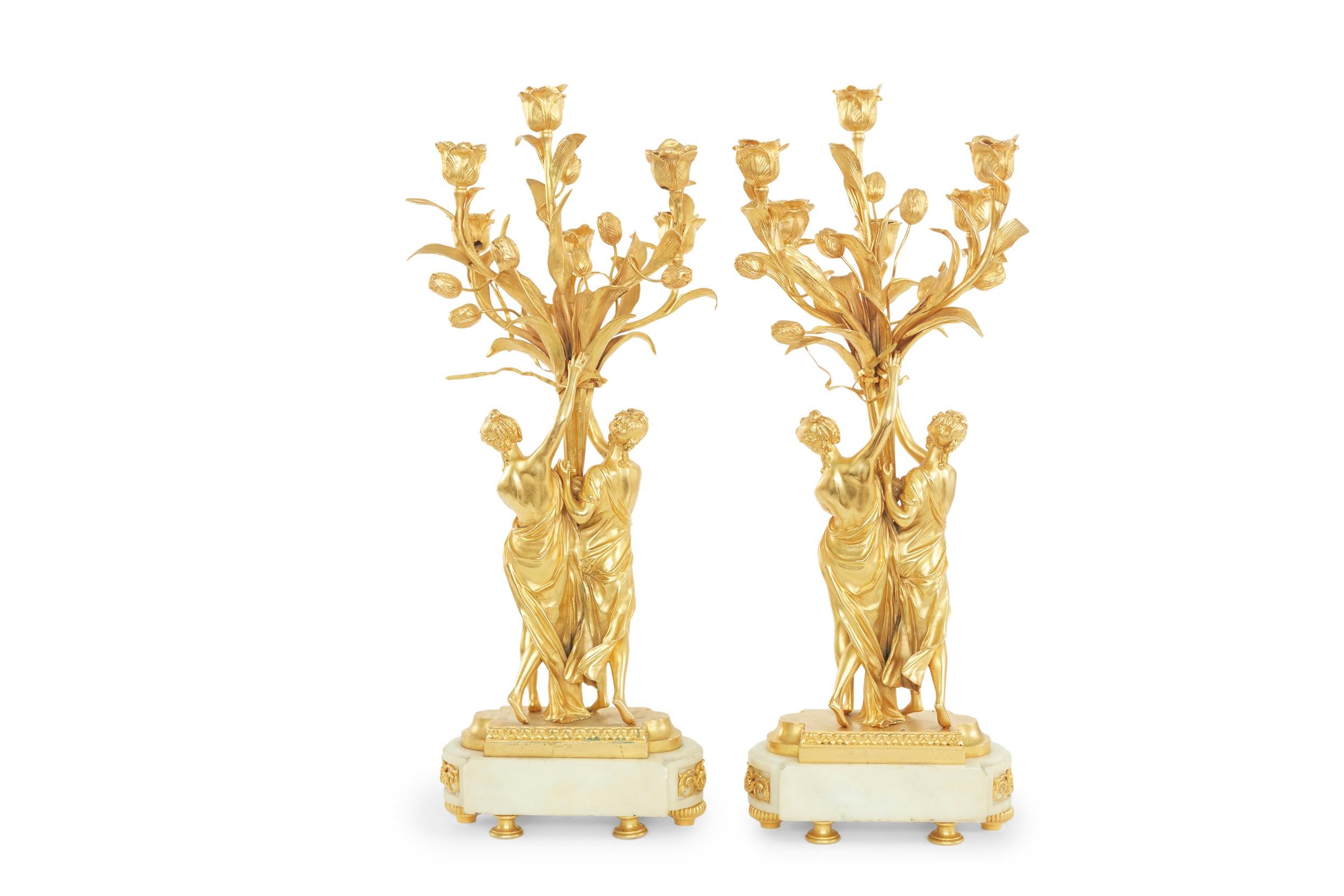 Gilt 19th Century French Pair Louis XV Style Candelabra For Sale