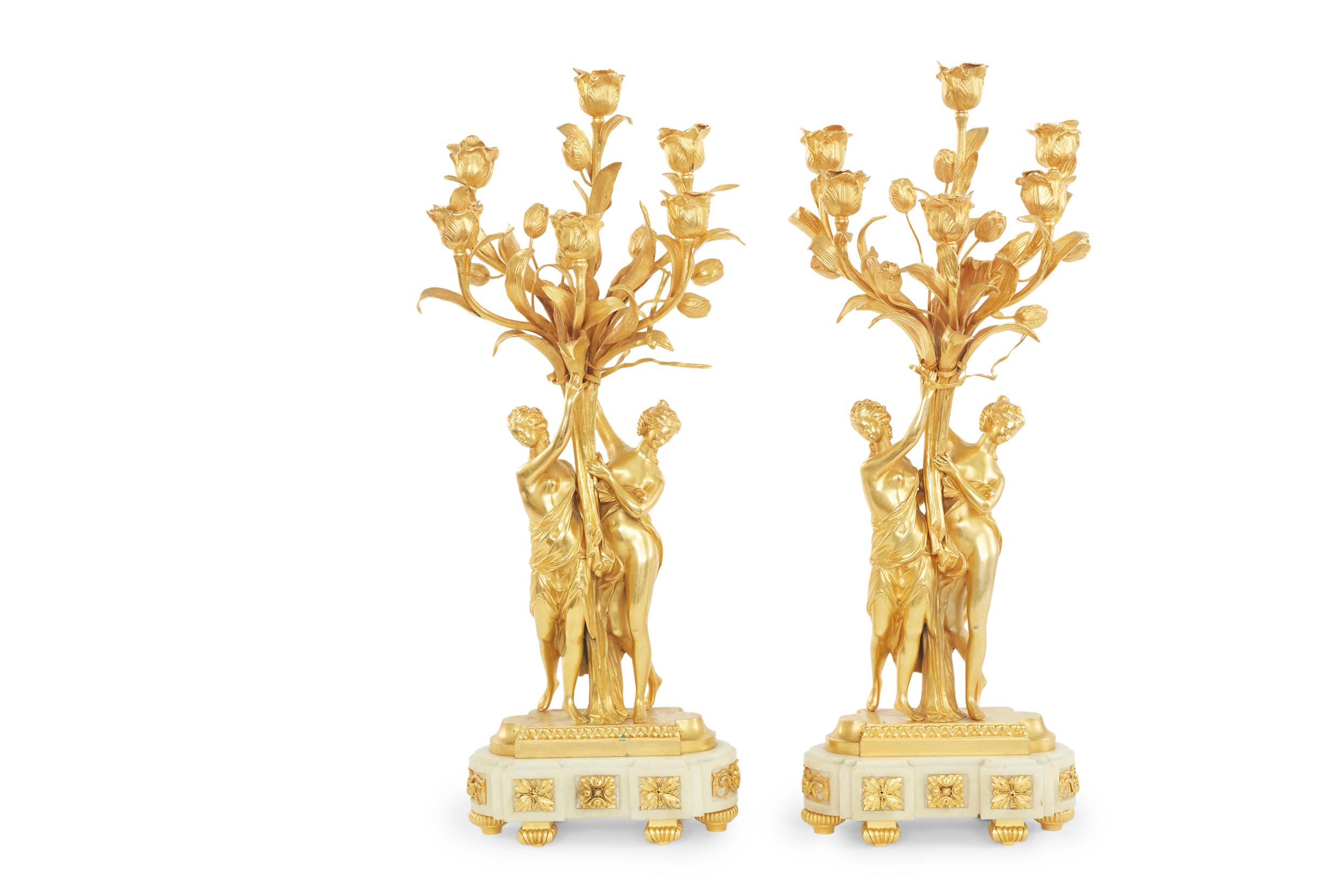 Mid-19th Century 19th Century French Pair Louis XV Style Candelabra For Sale