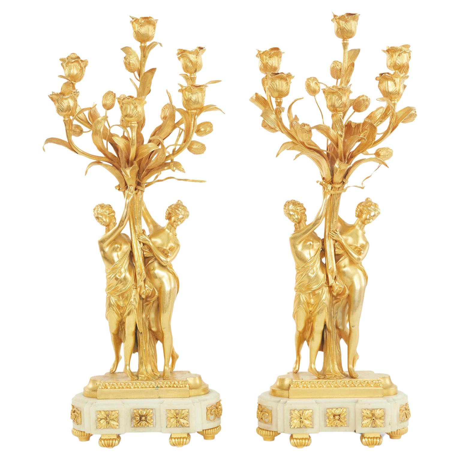 19th Century French Pair Louis XV Style Candelabra For Sale