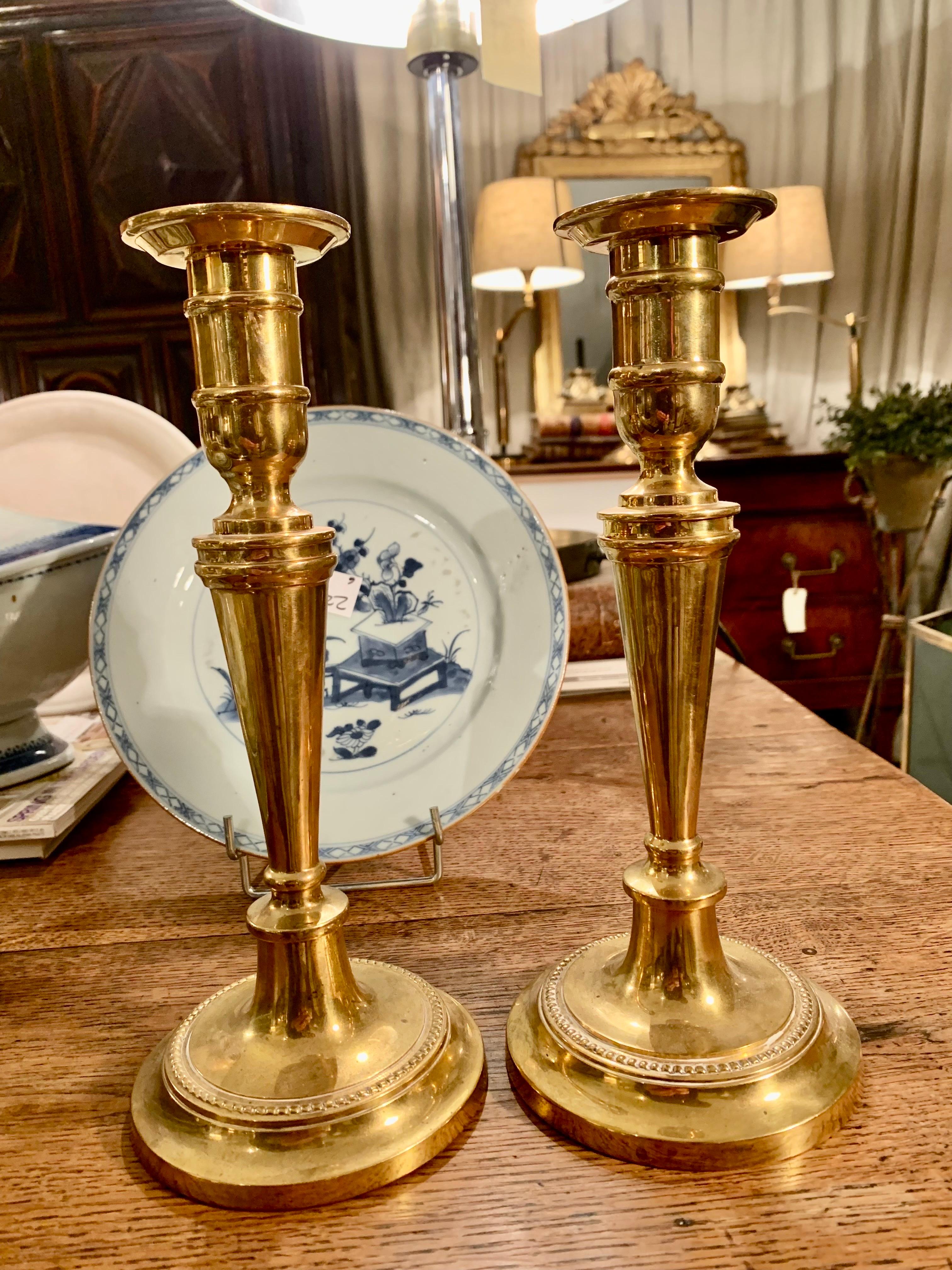 19th Century French Pair Louis XVI Style Bronze Candlesticks For Sale 10