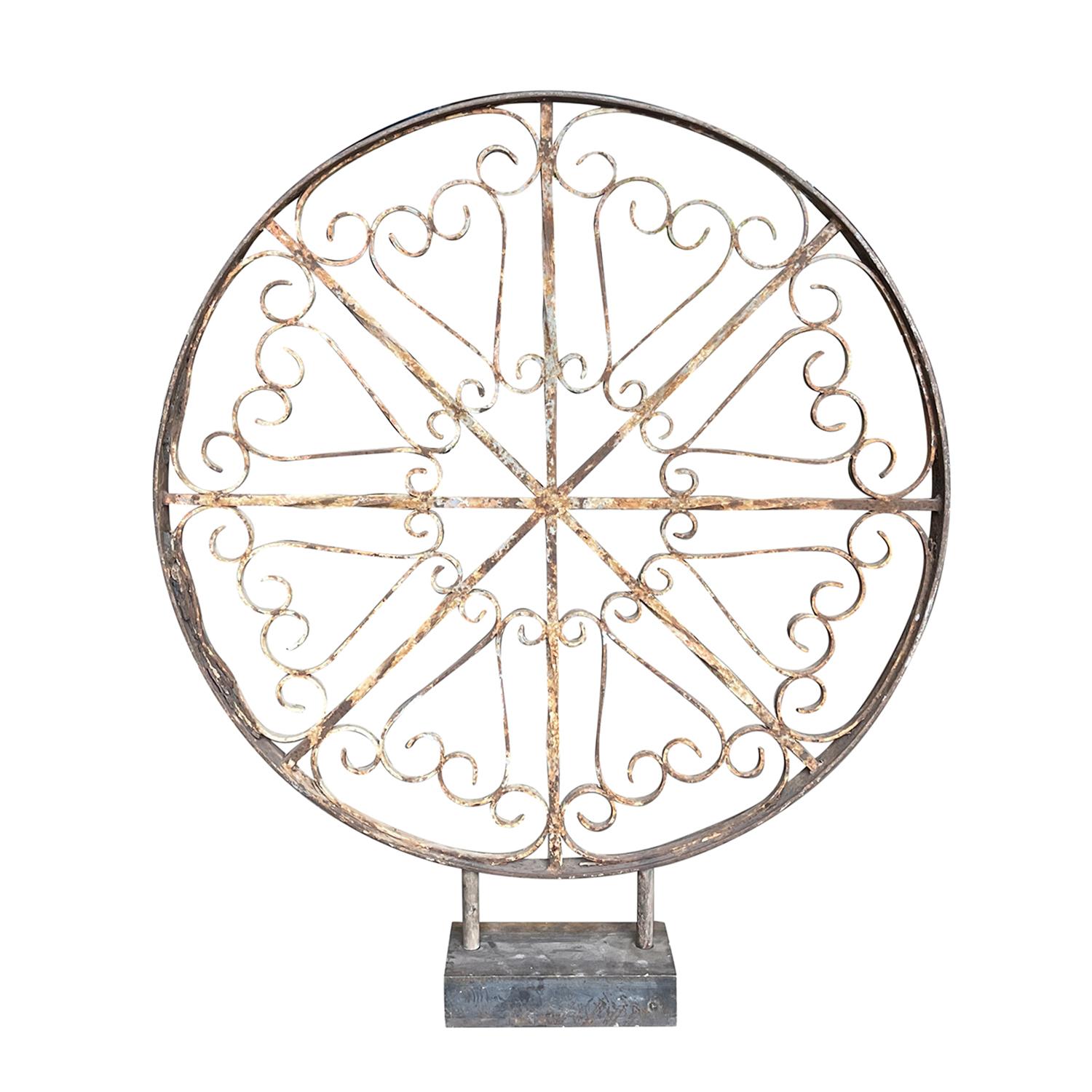 Metal 19th Century French Pair of Antique Forged Iron Garden Ornaments For Sale