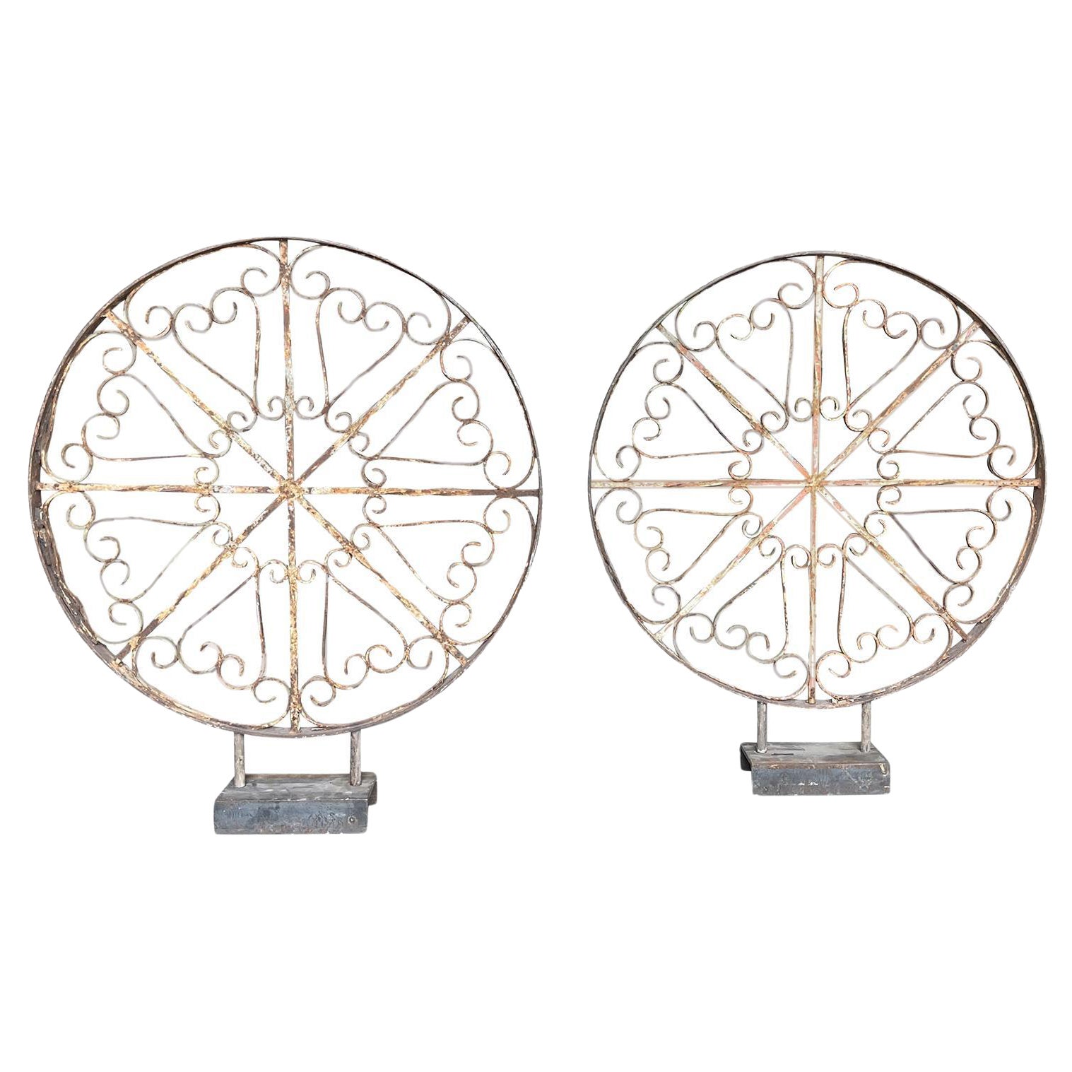 19th Century French Pair of Antique Forged Iron Garden Ornaments