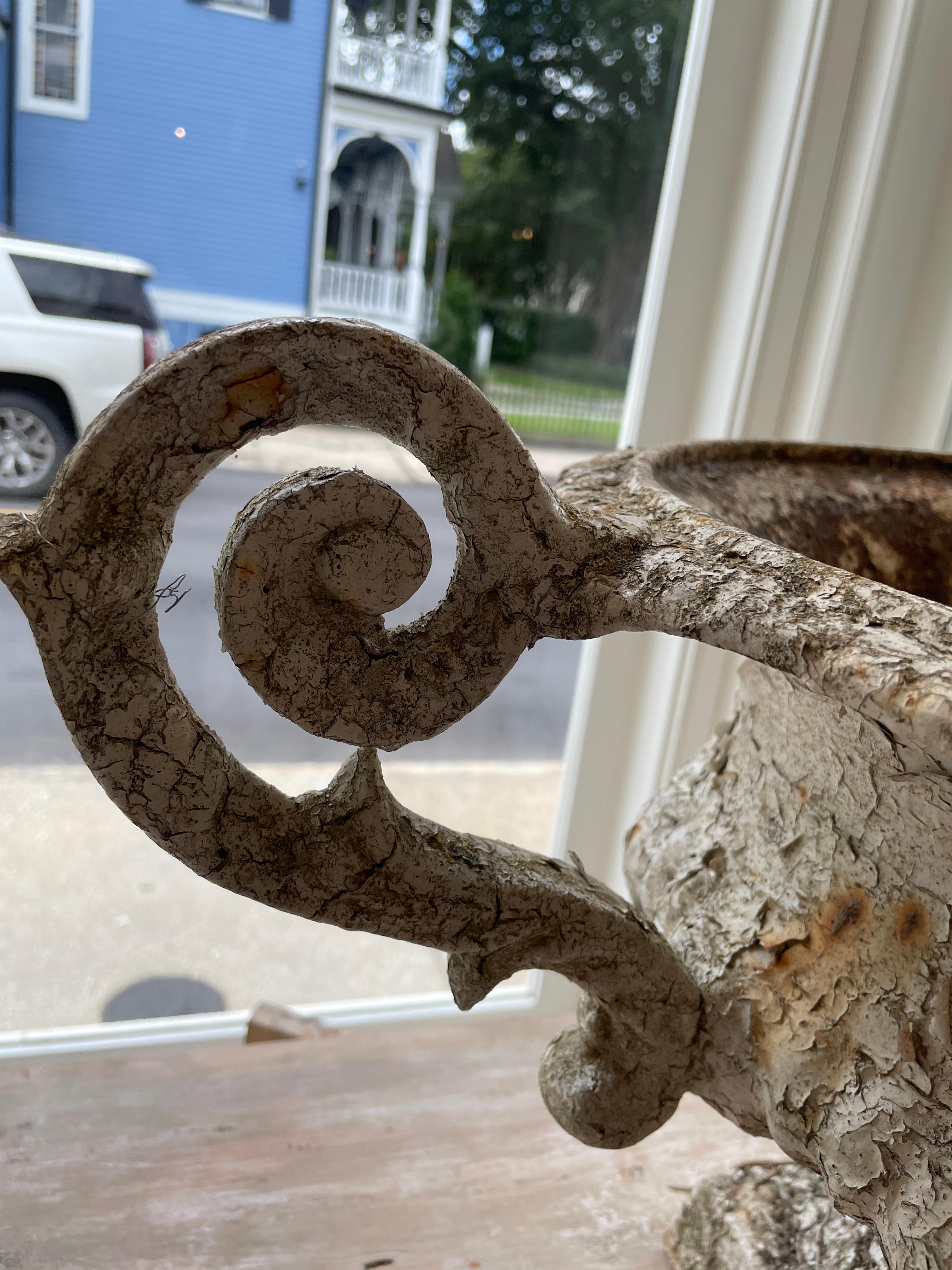 Paire de Jardinières en fer Antique French du 19ème siècle avec poignées en vente 1