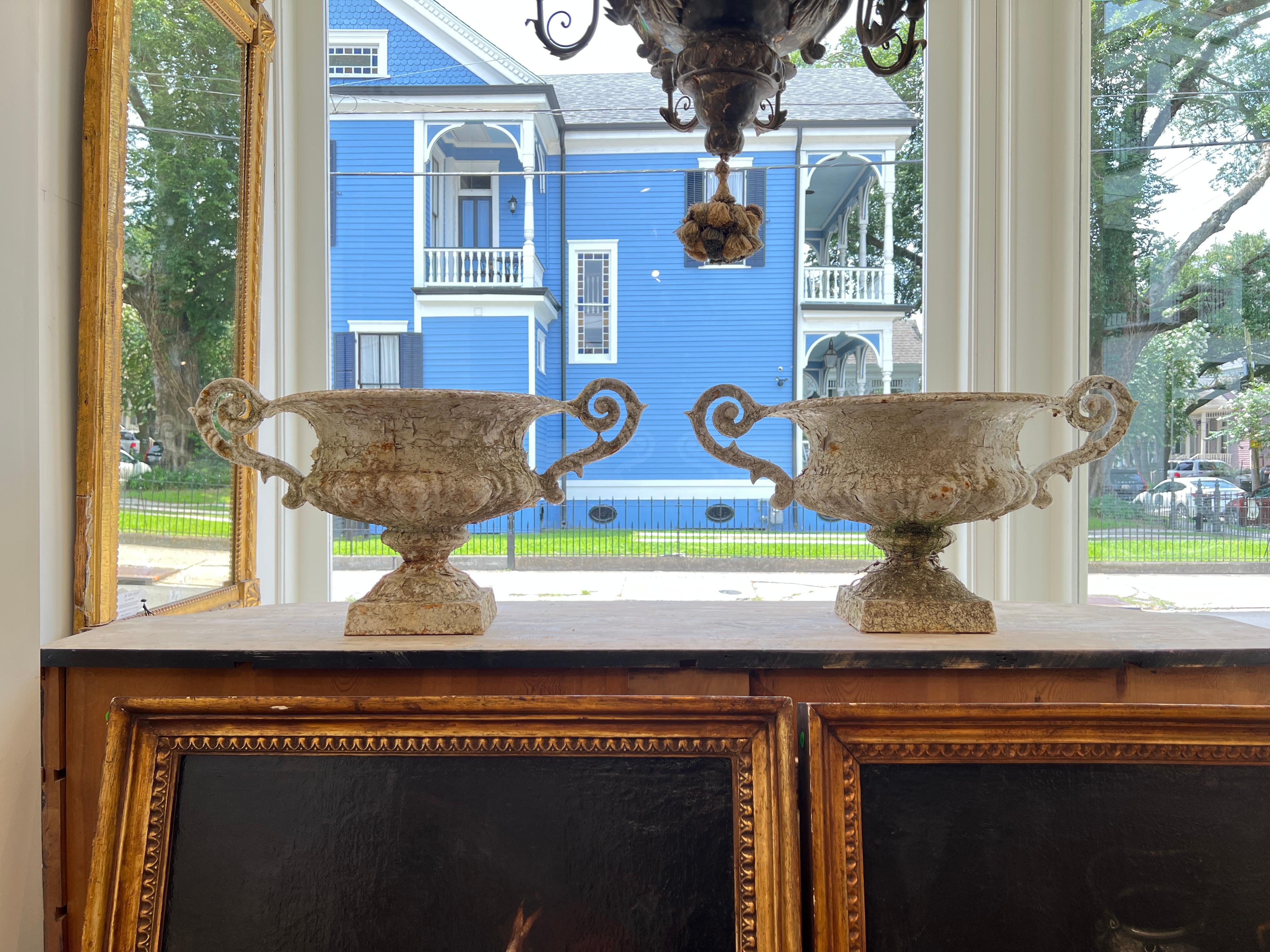 19th Century French Pair of Antique Jardinieres with Handles For Sale 10