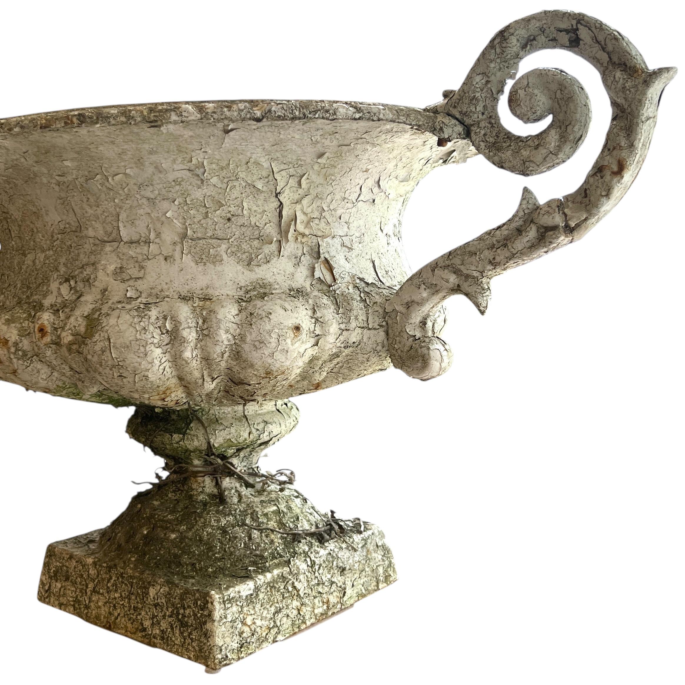 19th Century French Pair of Antique Jardinieres with Handles In Fair Condition For Sale In New Orleans, LA