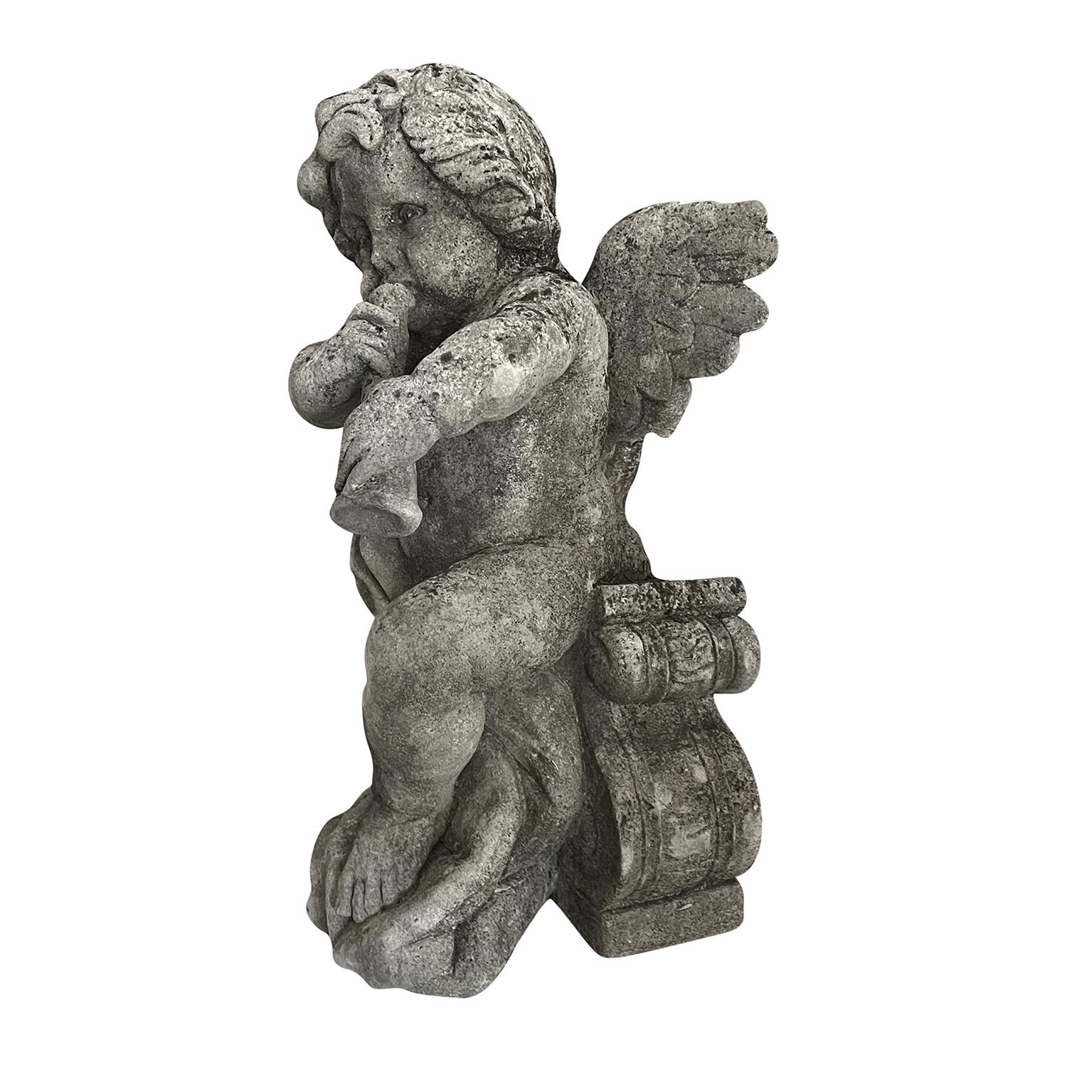 19th Century French Pair of Antique Limestone Cherubs - Les Anges de la Musique For Sale 1