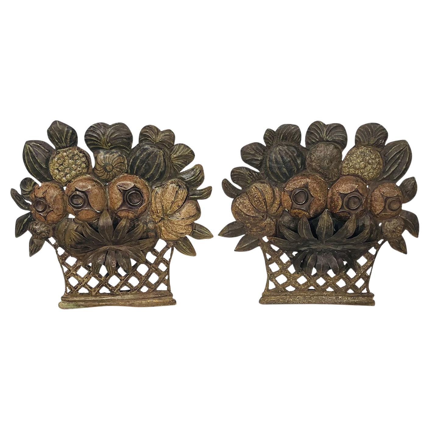 19th Century French Pair of Antique Metal Wall Sconces - Rustic Wall Lights