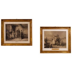 19th Century French Pair of Antique Prints, 1870