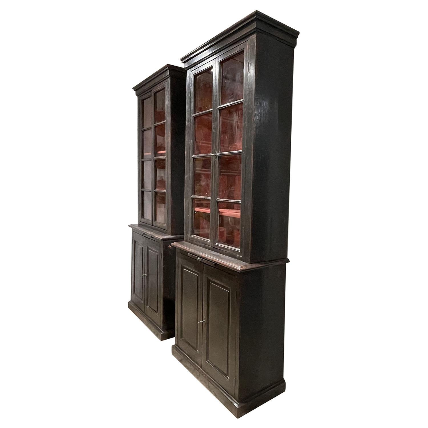 French Provincial 19th Century French Pair of Antique Provincial Sprucewood Bookcases, Cabinets For Sale