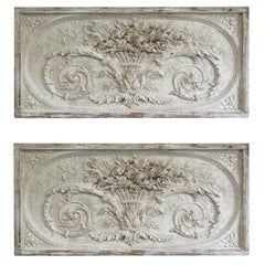 Paire de Sopraportes de Style Baroque Français du 19ème Siècle - Panneaux en Bois Anciens