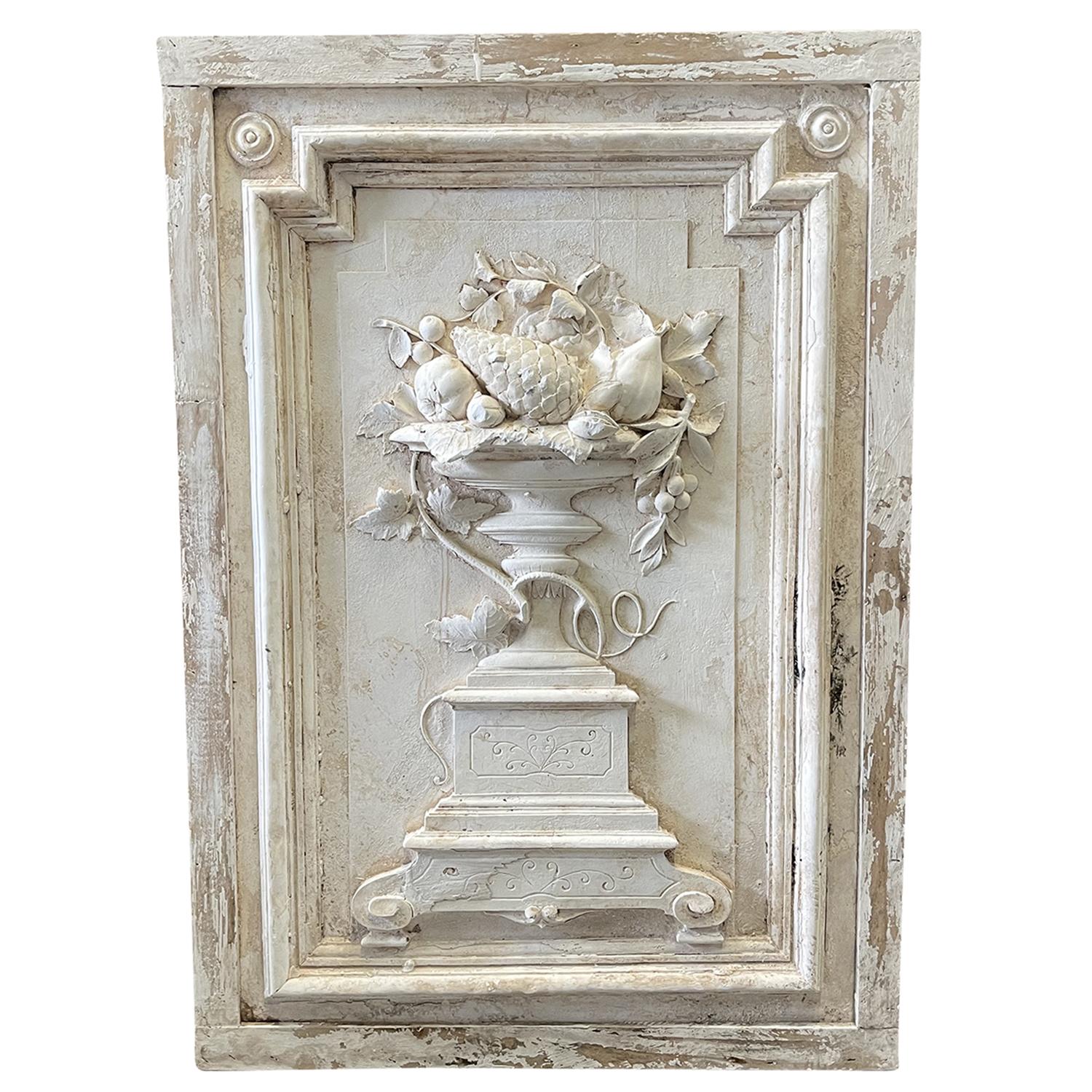 Hand-Crafted 19th Century French Pair of Baroque Style Stucco Sopraportes - Antique Panels For Sale
