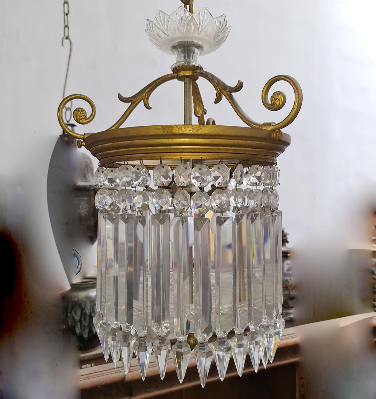 19. Jahrhundert Französisch Paar Belle Époque Baccarat Kristall Krinoline Plafonniers (Mittleres 19. Jahrhundert) im Angebot