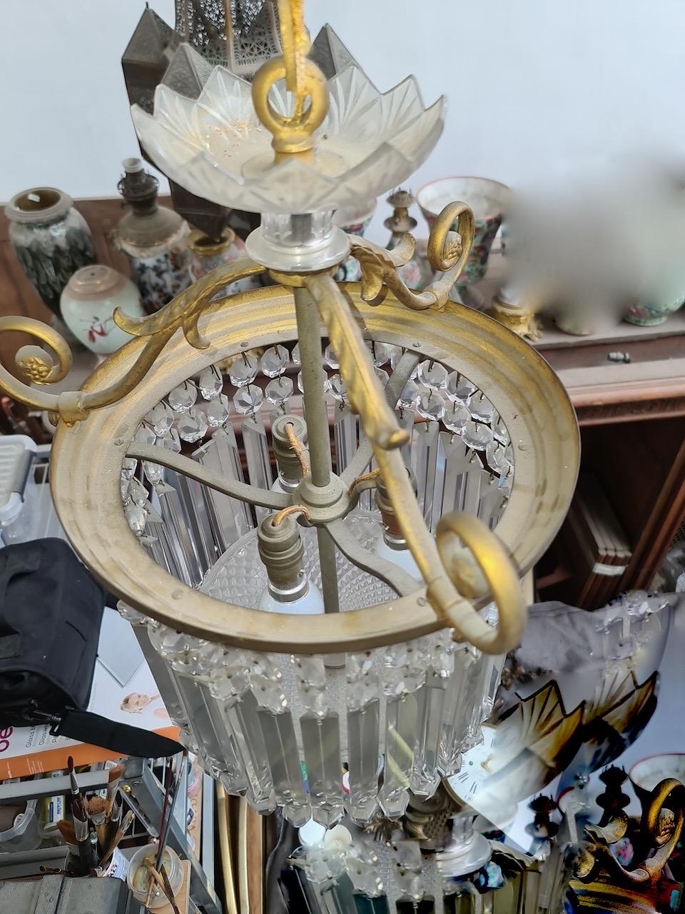 19th Century French Pair of Belle Époque Baccarat Crystal Crinoline Plafonniers In Good Condition For Sale In Saint-Ouen, FR