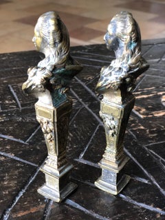 19th Century French Pair of Bronze Cachets Depicting Female Figures