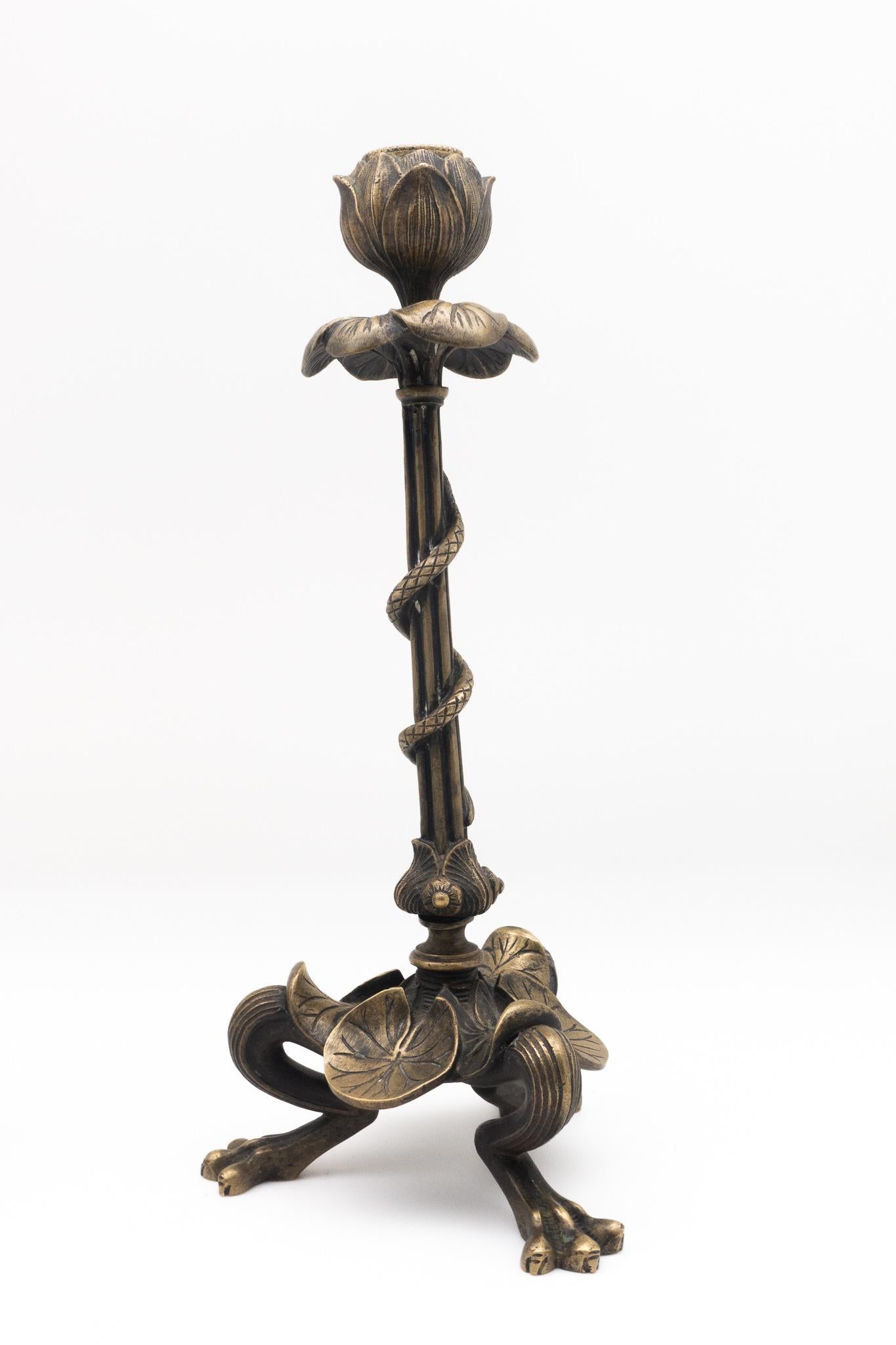 19th Century French Pair of Bronze Candlesticks in the Style of Victor Paillard 3