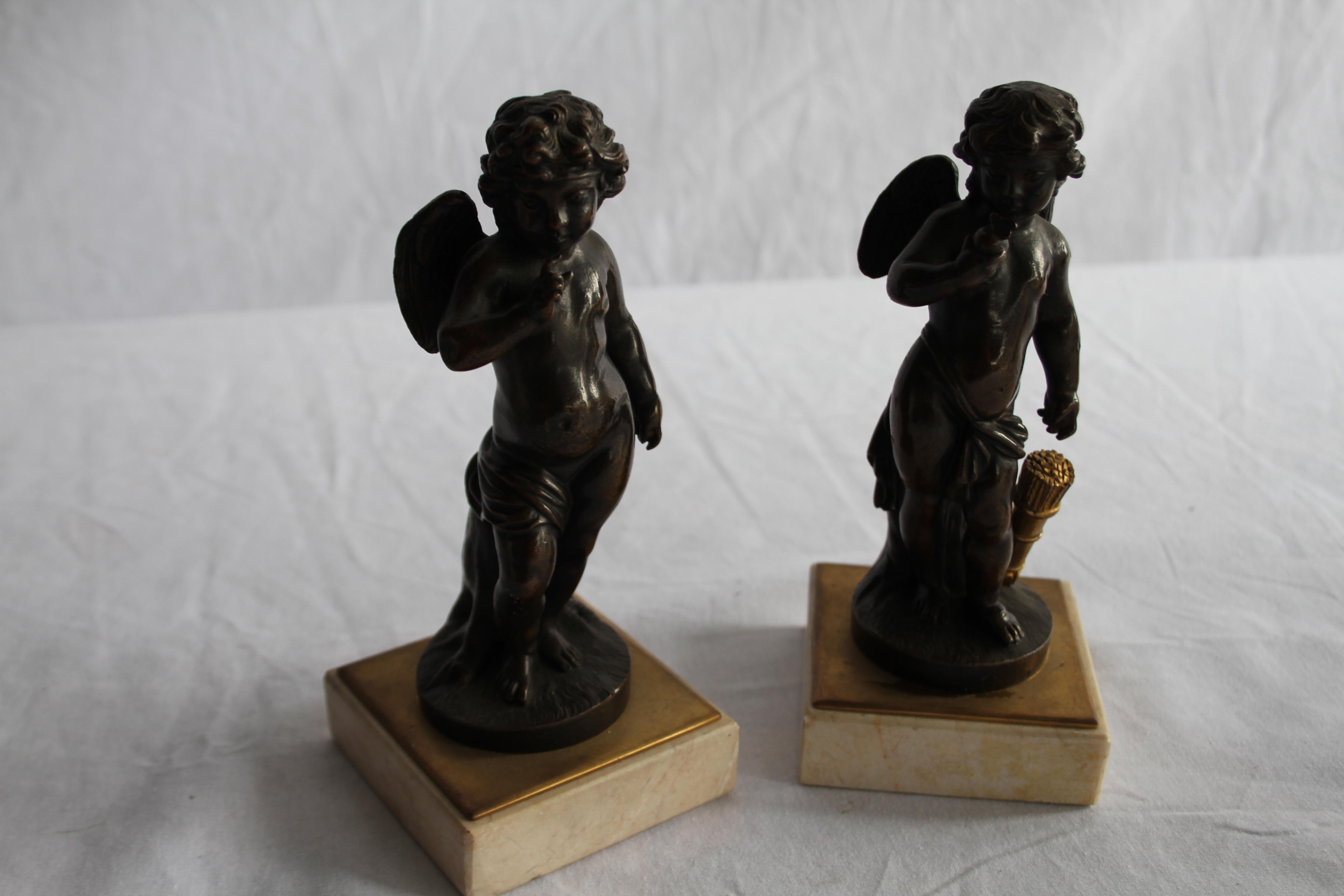 19th Century French Pair of Bronze Cherubs In Good Condition For Sale In London, GB