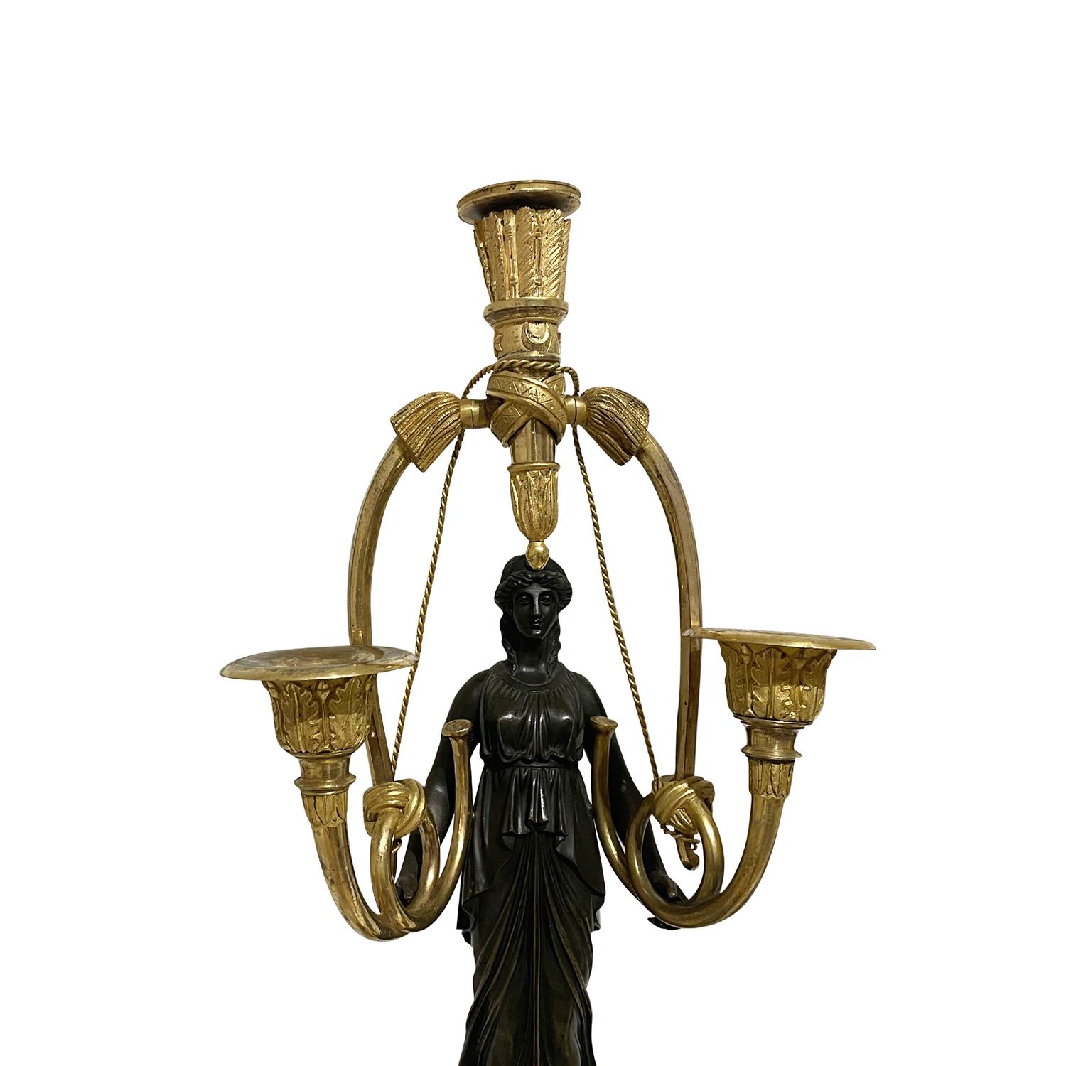 19th Century French Pair of Bronze Girandoles Attributed to Friedrich Bergenfeld For Sale 4