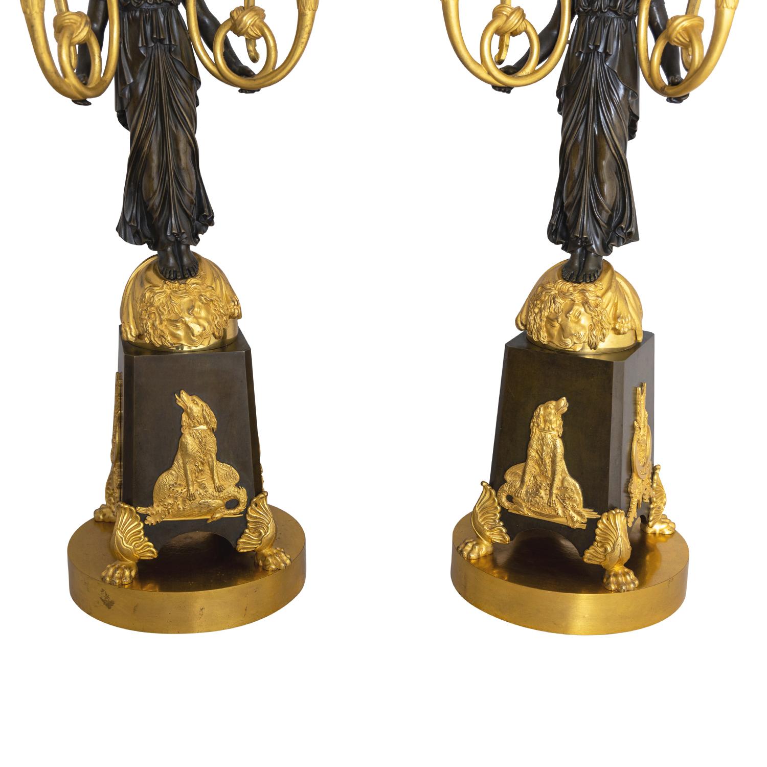 19th Century French Pair of Bronze Girandoles Attributed to Friedrich Bergenfeld For Sale 12