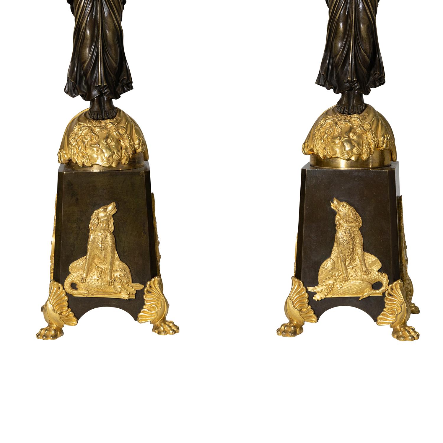 Paire de girandoles françaises en bronze du 19ème siècle attribuées à Friedrich Bergenfeld en vente 11