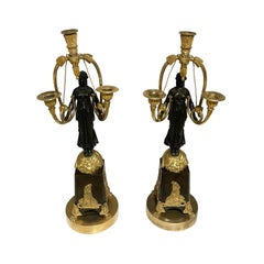 19th Century French Pair of Bronze Girandoles Attributed to Friedrich Bergenfeld