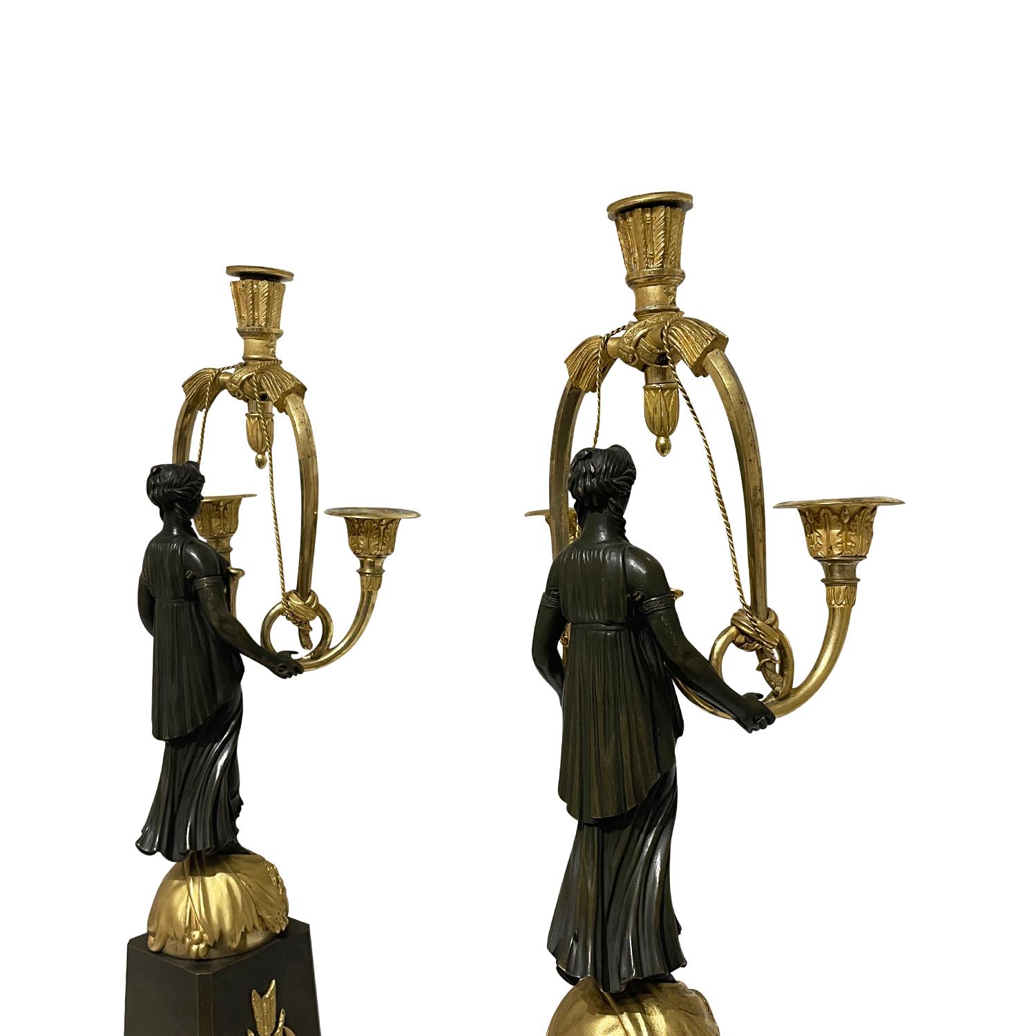 Französisches Paar Bronze Girandolen aus dem 19. Jahrhundert, Friedrich Bergenfeld zugeschrieben im Angebot 1