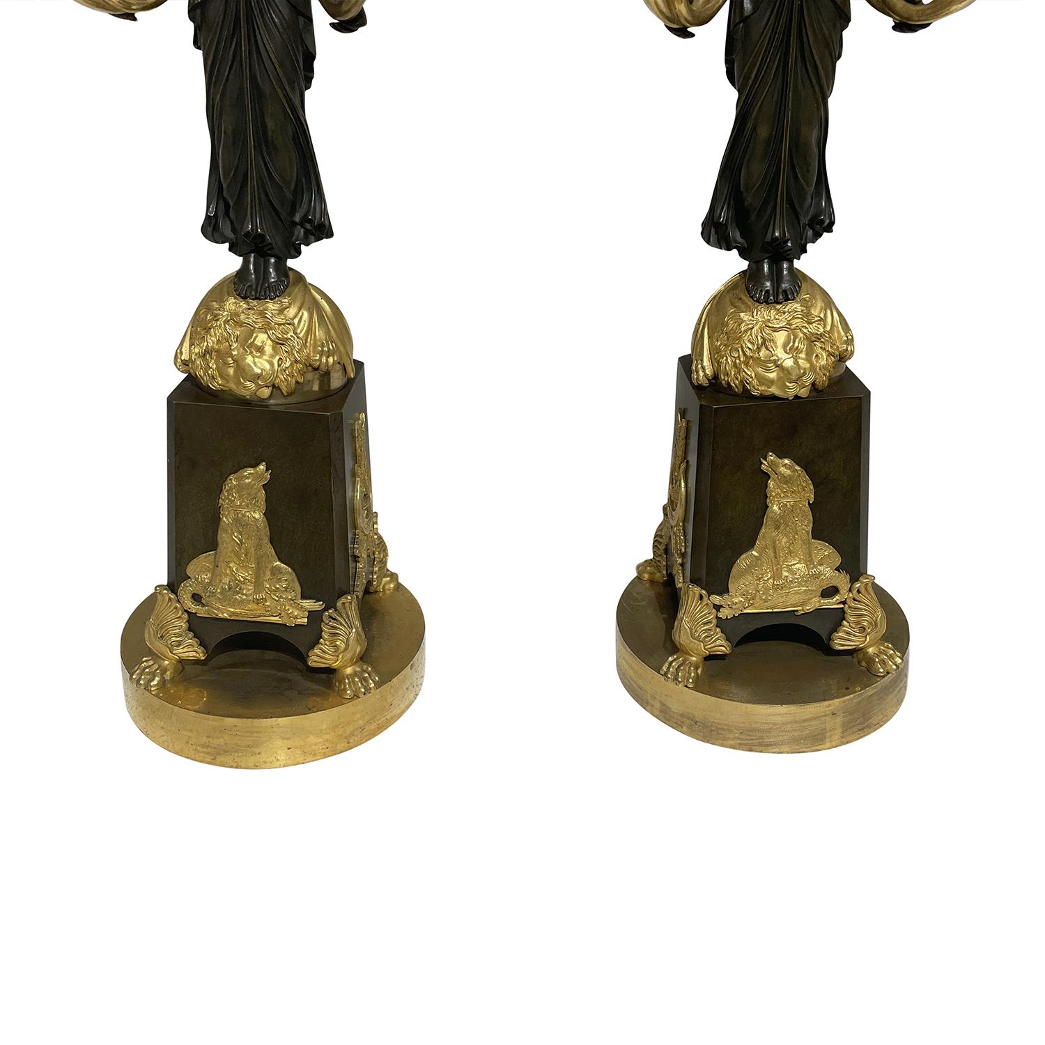 19th Century French Pair of Bronze Girandoles Attributed to Friedrich Bergenfeld For Sale 2
