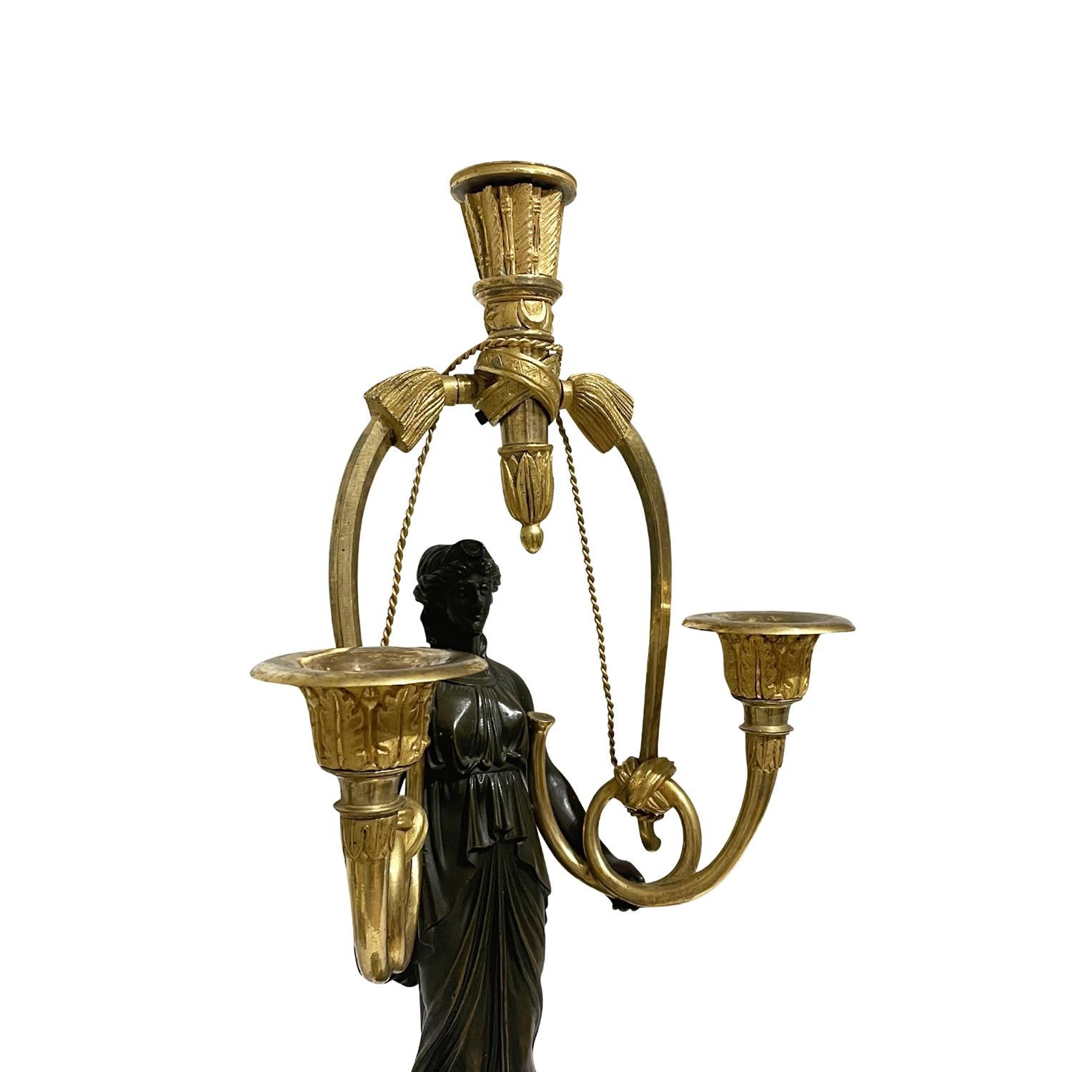 19th Century French Pair of Bronze Girandoles Attributed to Friedrich Bergenfeld For Sale 3