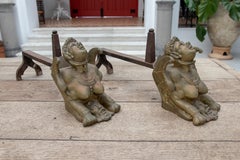 19th Century French Pair of Bronze Morels of Winged Characters