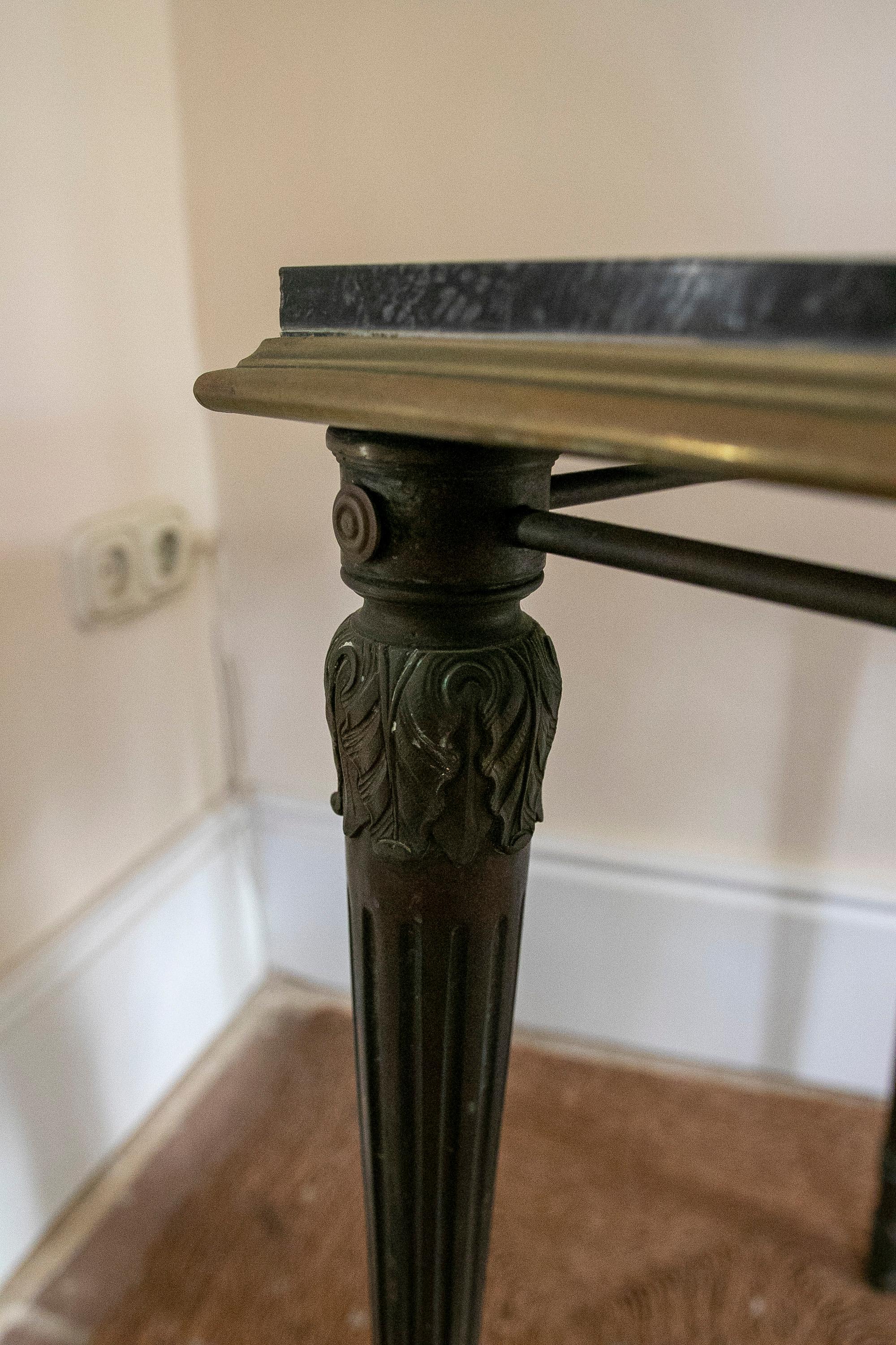 19th Century French Pair of Bronze Tables with Black Marble Tops For Sale 10