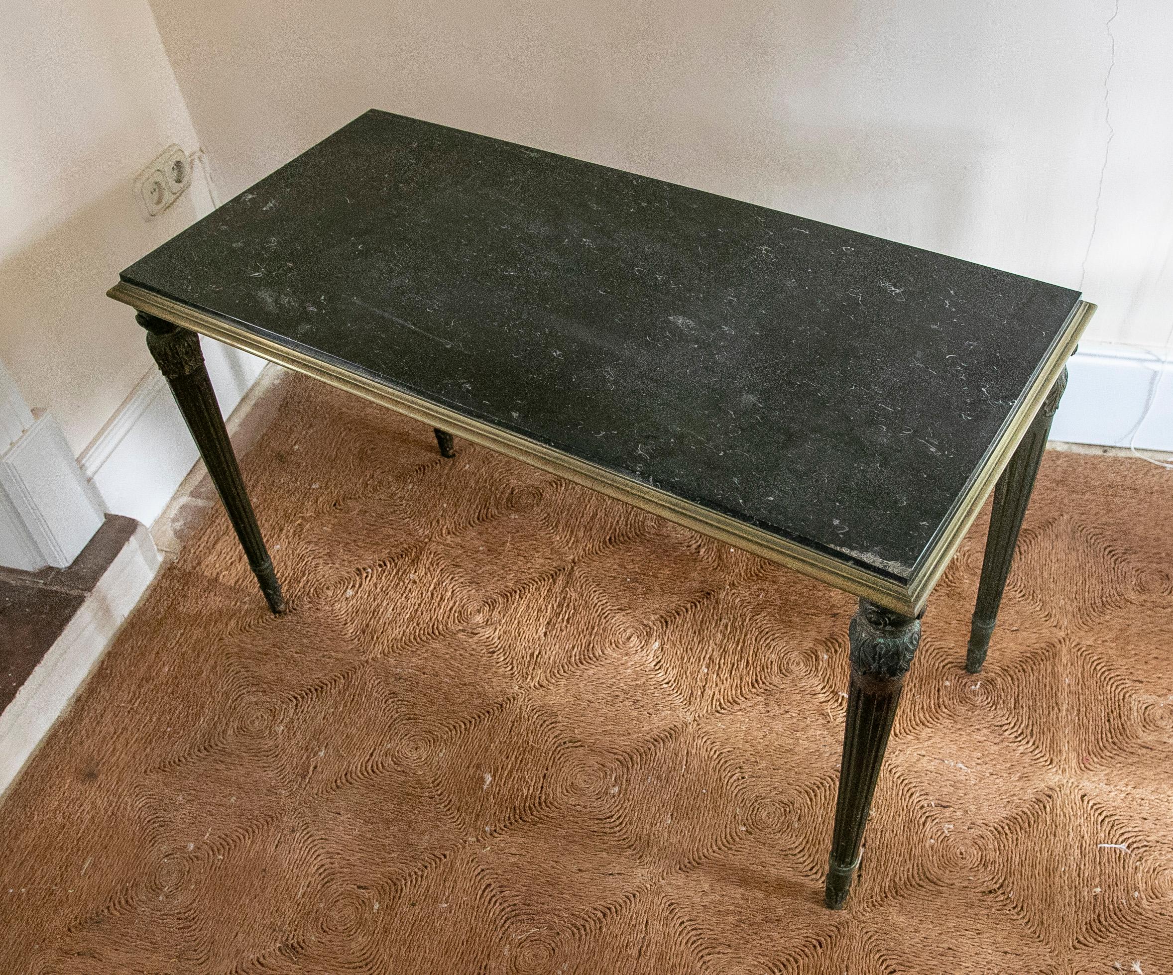 19th Century French Pair of Bronze Tables with Black Marble Tops For Sale 1
