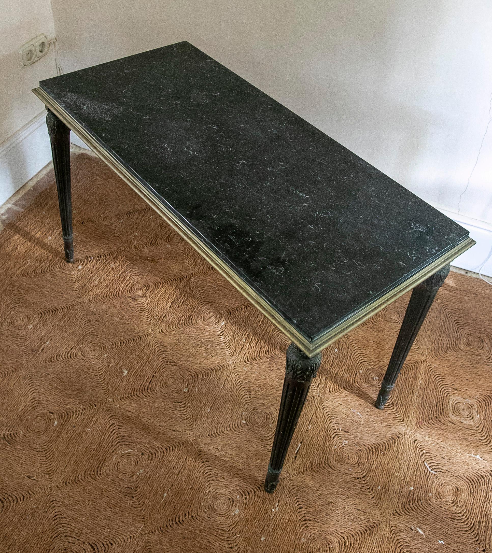 19th Century French Pair of Bronze Tables with Black Marble Tops For Sale 2