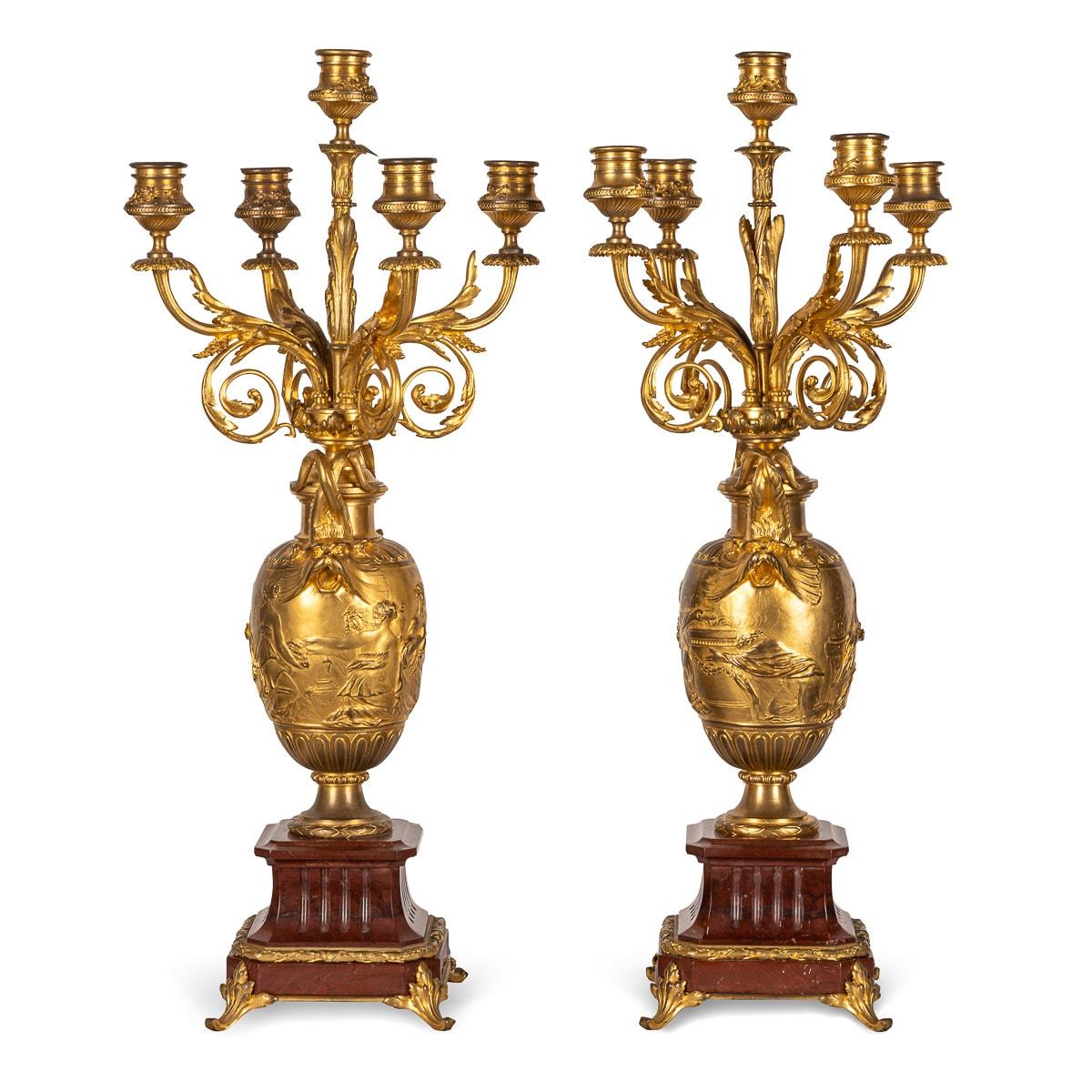 Francese Coppia di candelabri francesi del XIX secolo di Ferdinand Barbedienne, 1870 ca. in vendita