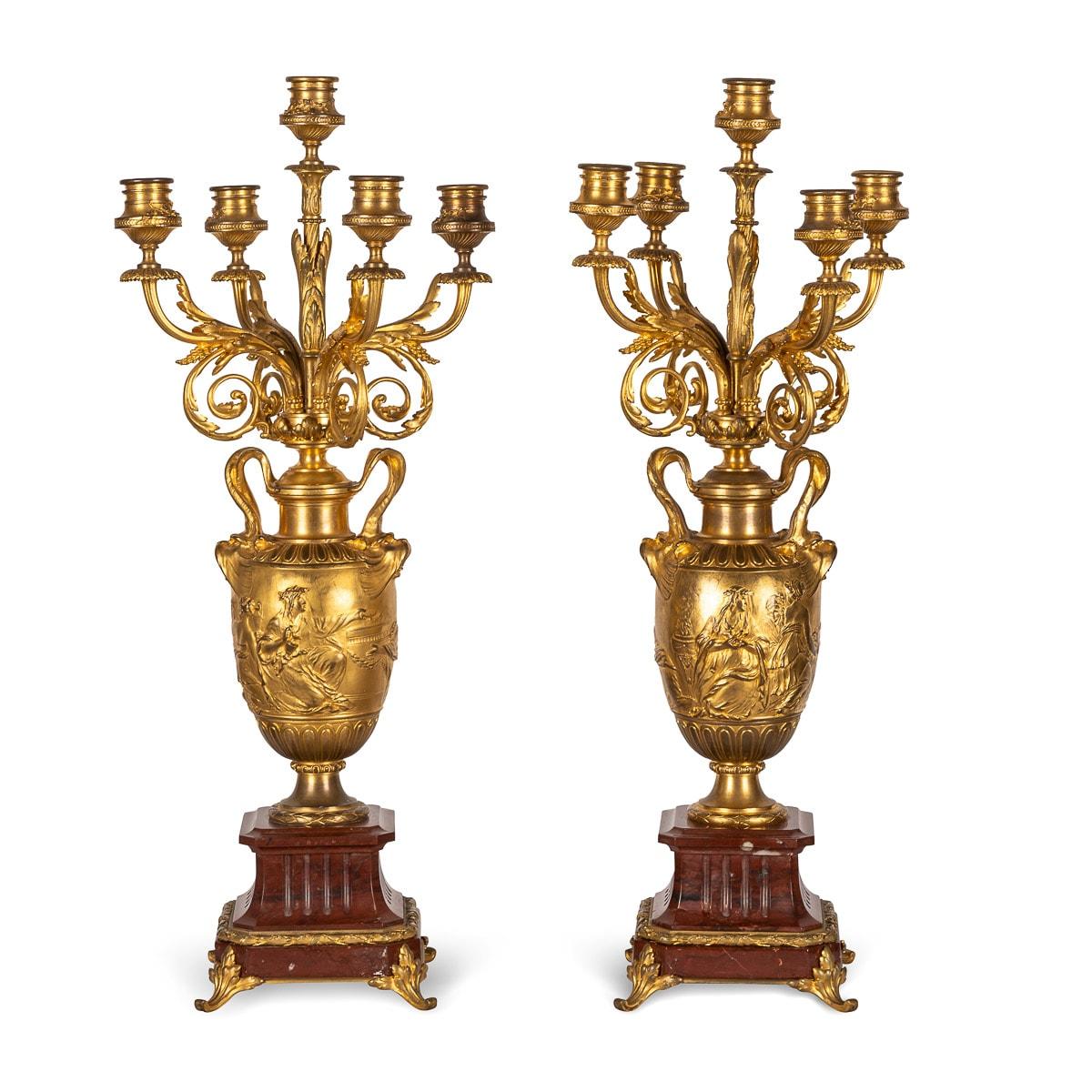 Bronze 19th Century French Pair of Candelabra by Ferdinand Barbedienne, circa 1870 For Sale
