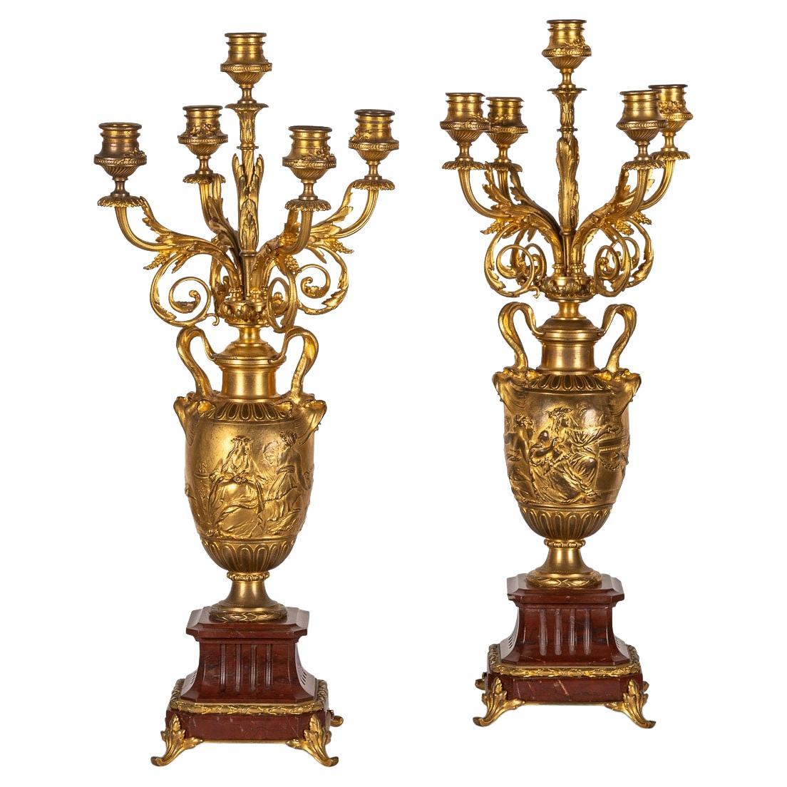Pareja De Candelabros Franceses Del Siglo XIX De Ferdinand Barbedienne, c.1870