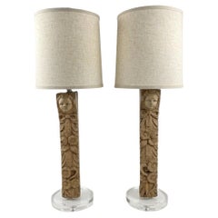 19th Century French Pair of Caryatid Fragment Table Lamps