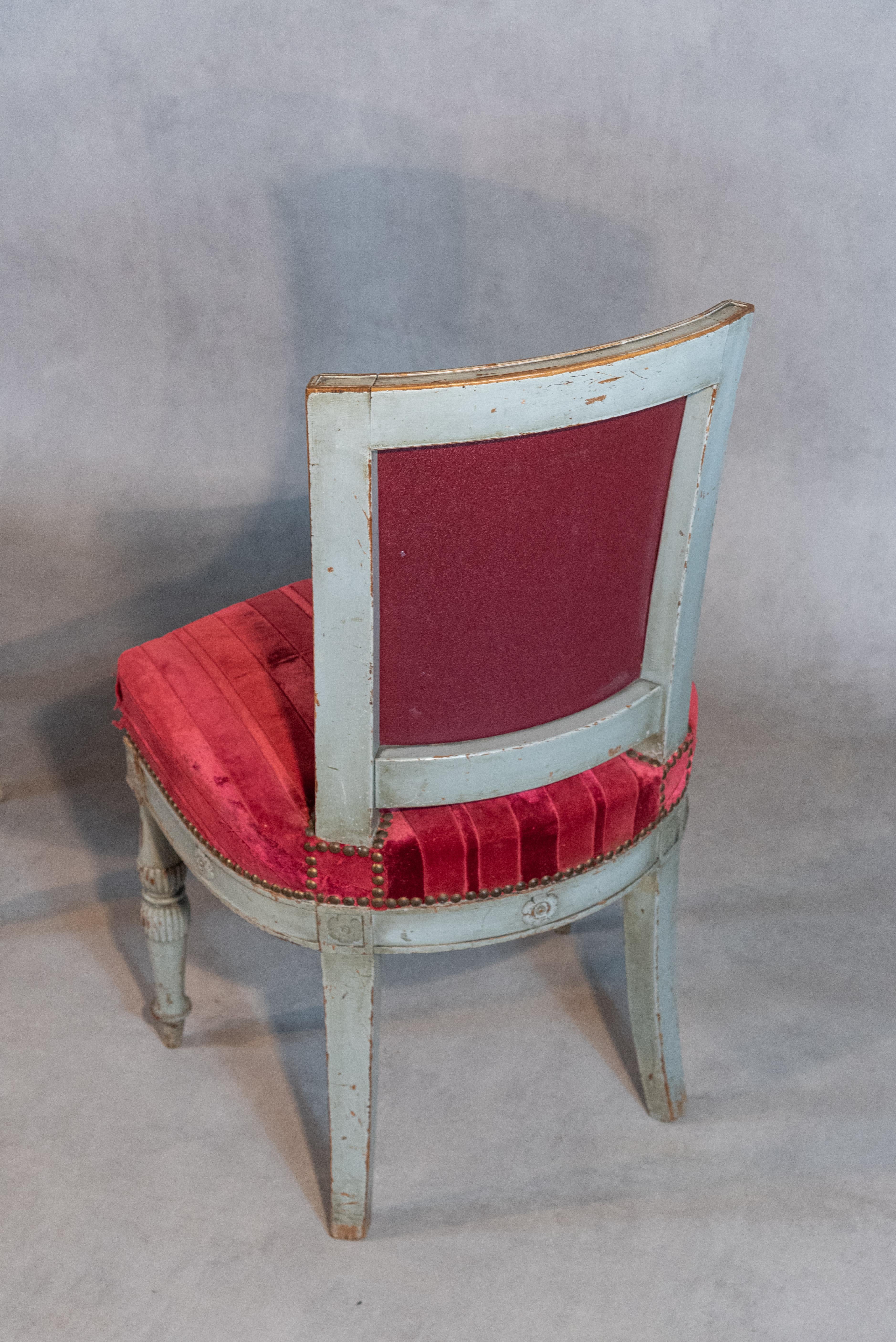 Französisches Paar Stühle aus dem 19. Jahrhundert (Stoff) im Angebot