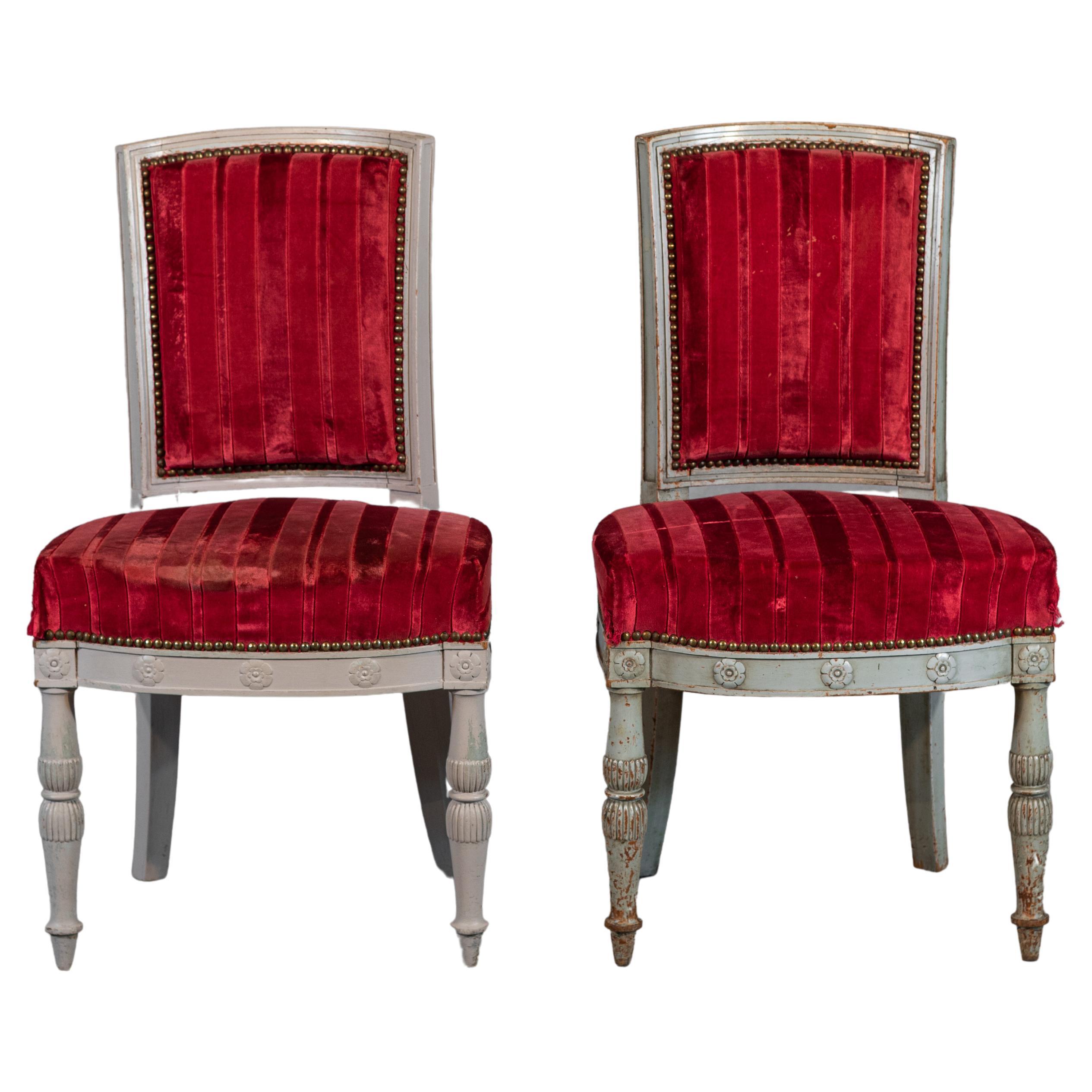 Französisches Paar Stühle aus dem 19. Jahrhundert