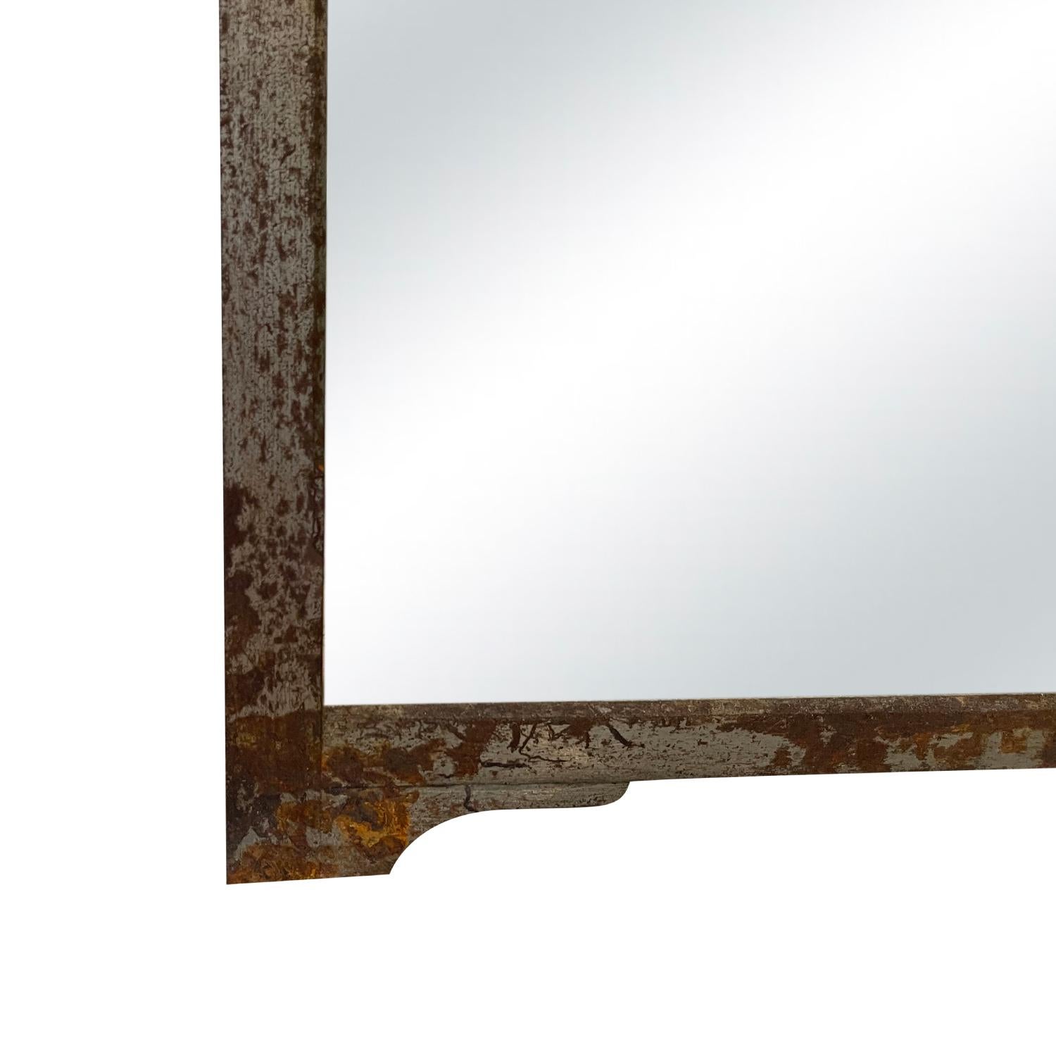 Metal 19th Century Grey-Black French Pair of Chappe Cast Iron Wall Glass Mirrors