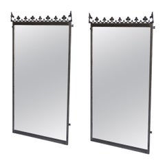 19th Century Grey-Black French Pair of Chappe Cast Iron Wall Glass Mirrors