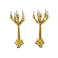 Coppia di portacandele in bronzo Charles X del XIX secolo - Antique Light