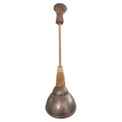 19th Century French Pair of Copper Pendant Lights with Detailed Gold Tassel 