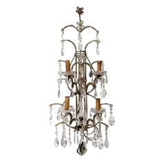 Antique French Wall Sconces, Gilded Brass & Crystal, Circa 1870-1890