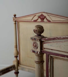 19th Century, French Pair of Directoire Style Twin Bed Frames in Original Paint