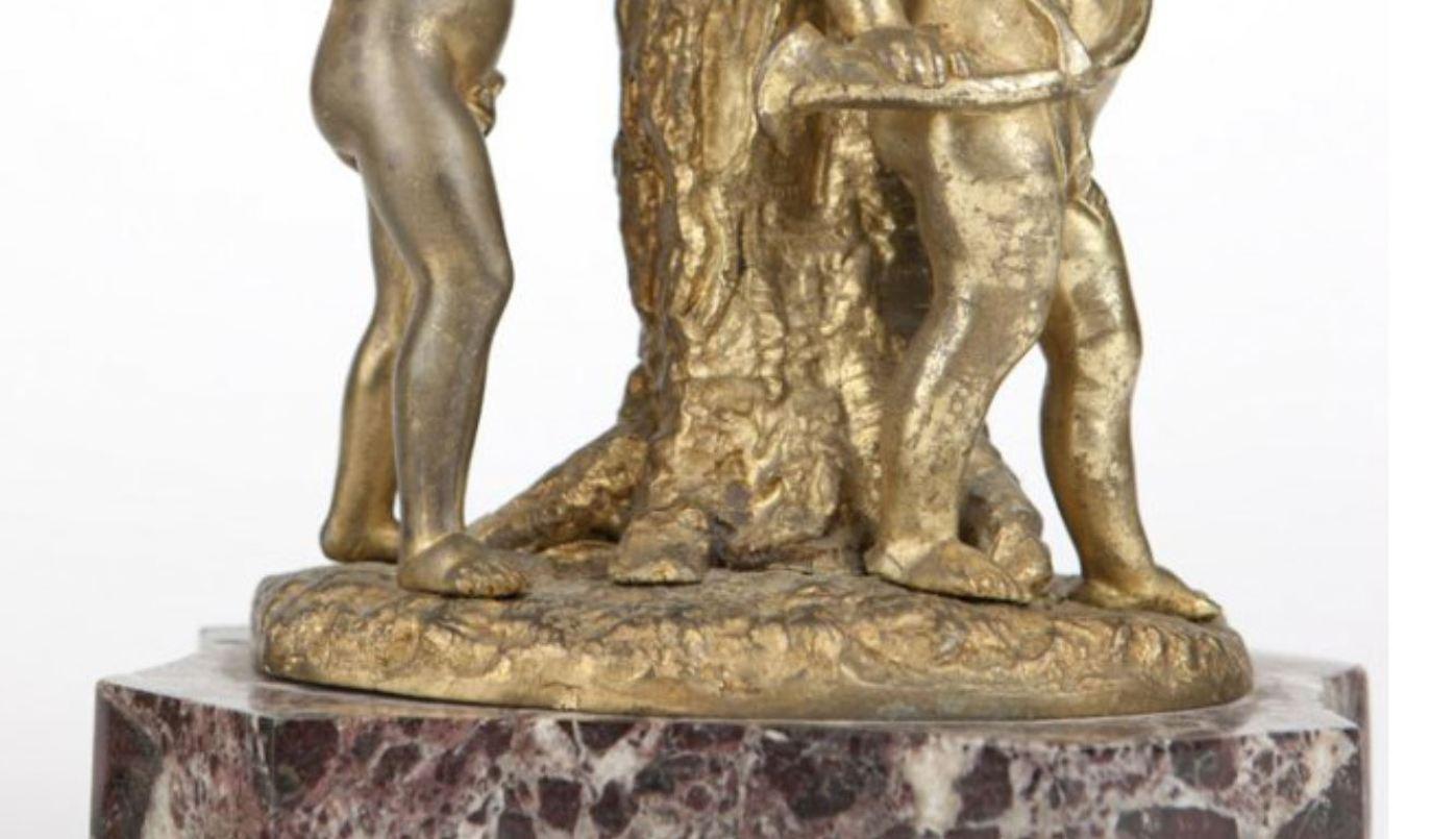 19th Century French Pair of Gilt Bronze and Marble Candelabra For Sale 8